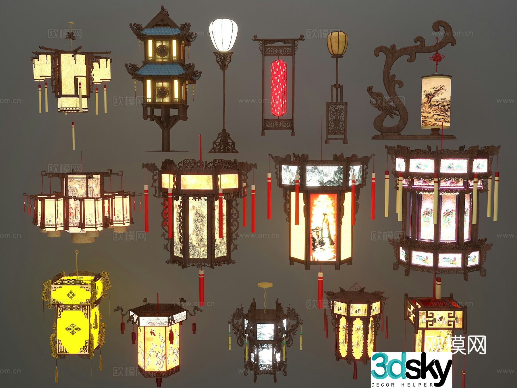 Chinese style Beijing lantern palace lantern palace lantern palace lantern republic of China lantern 3d model