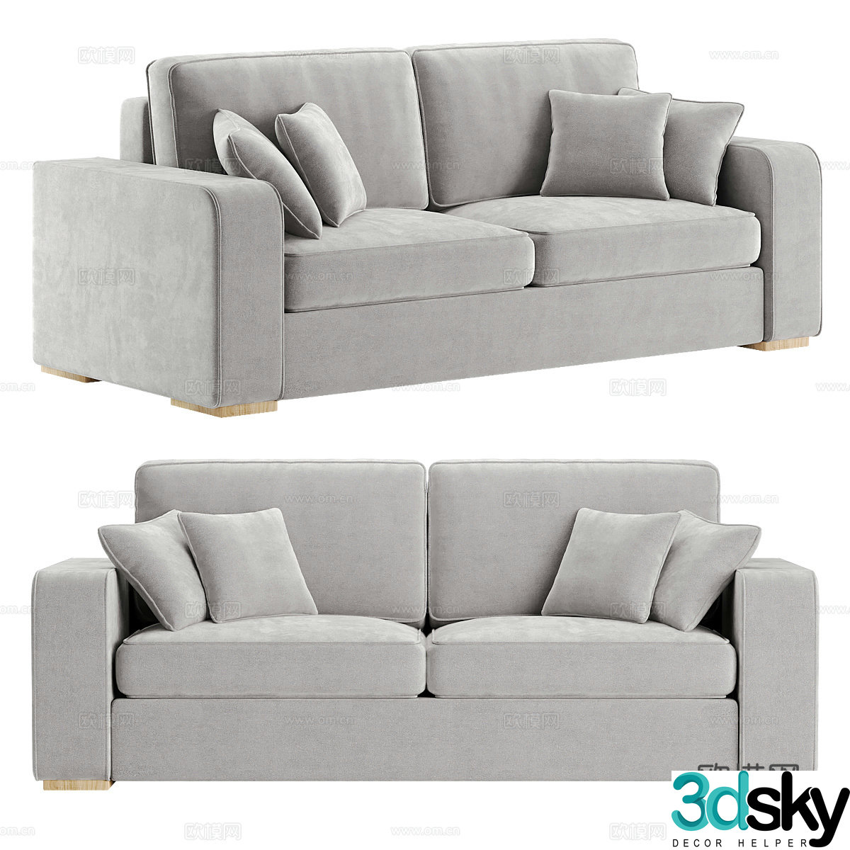 Double sofa upholstered sofa 3d model