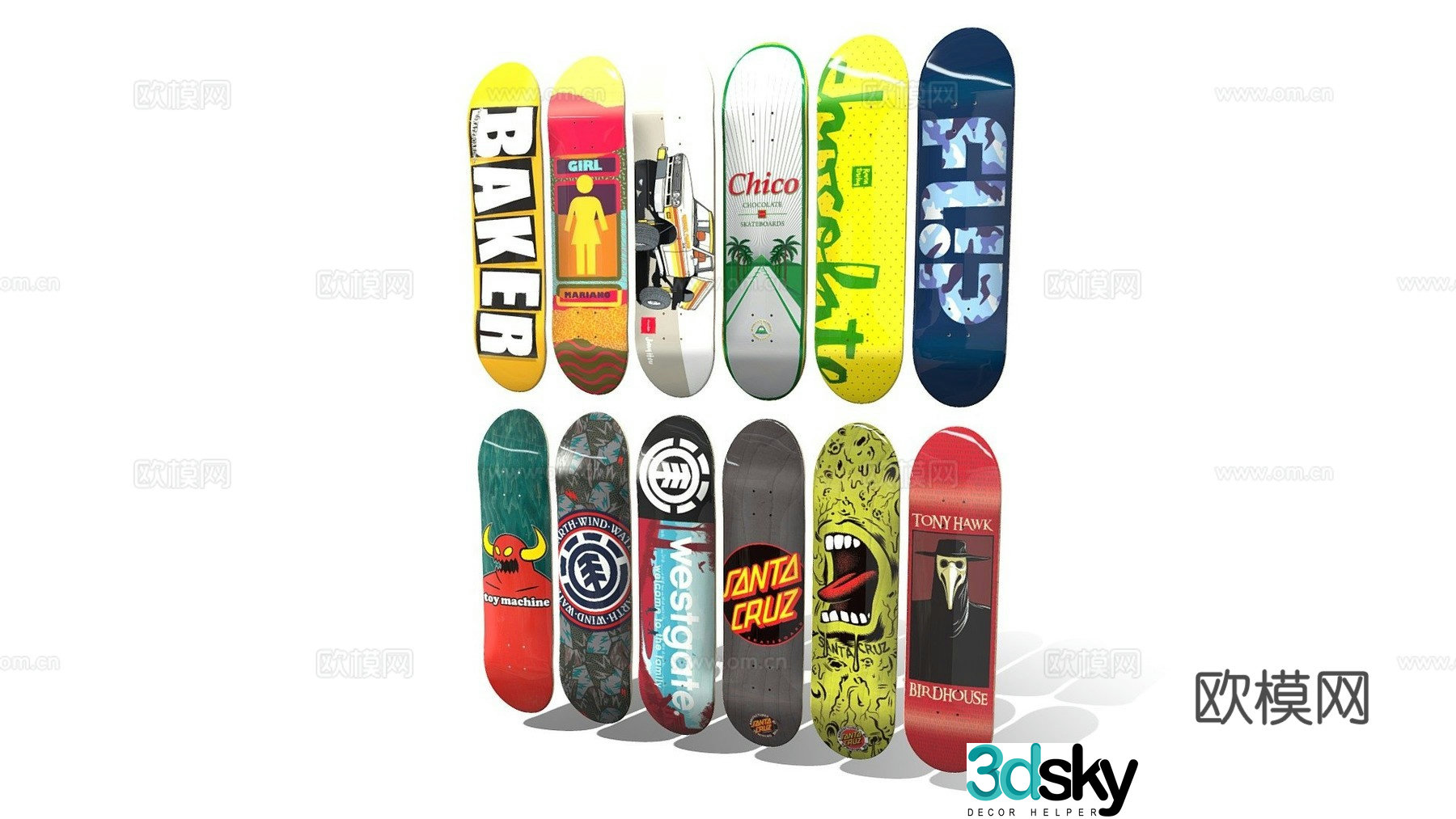skateboard deck 3d model