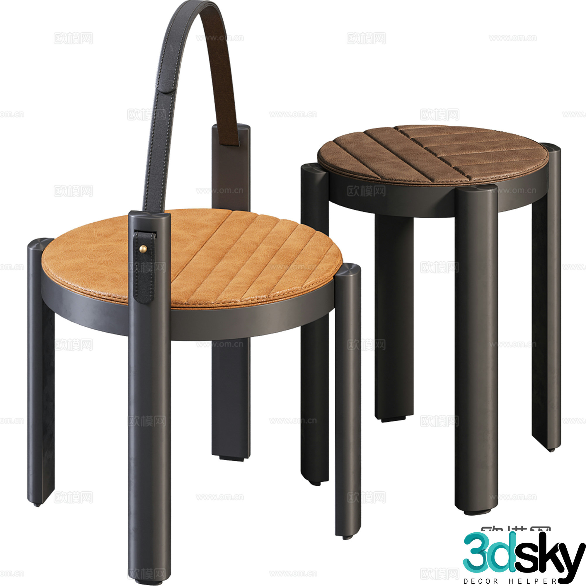 Modern side table round table corner table 3D model
