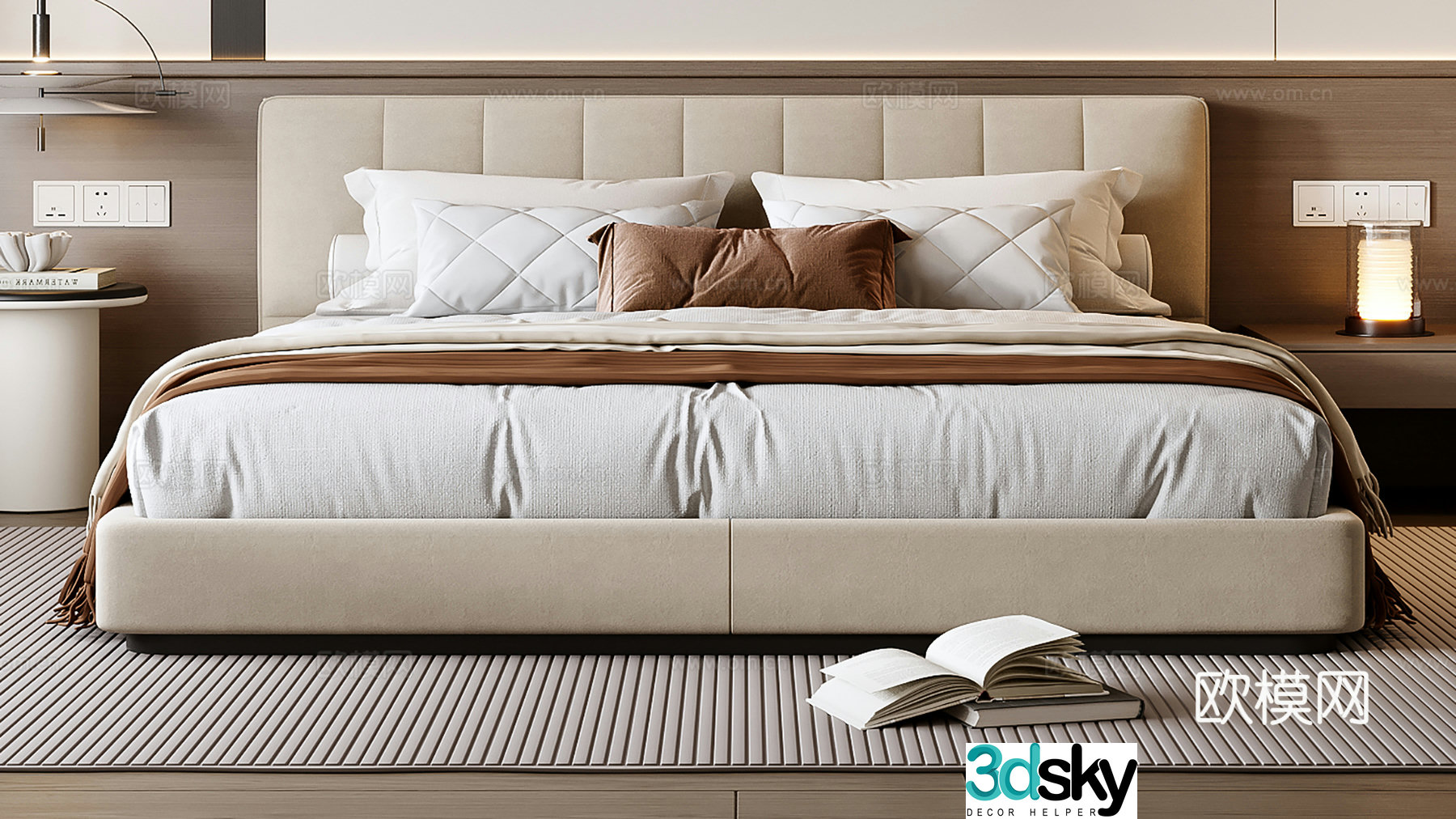 Modern double bed 3d model
