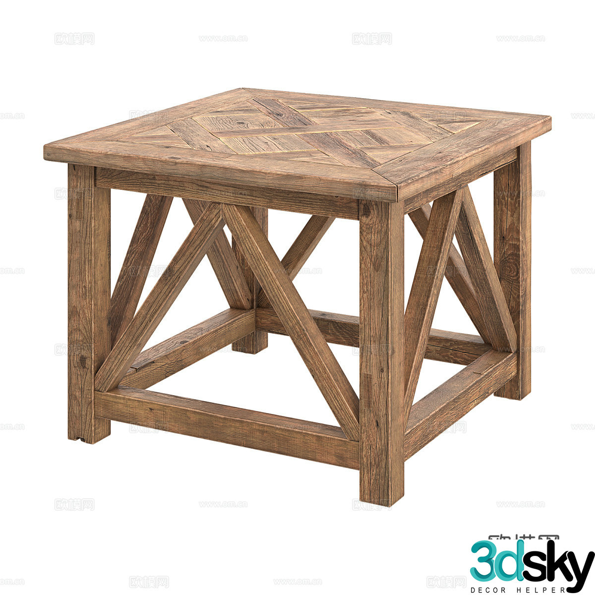 Nordic stool square stool wooden stool 3d model