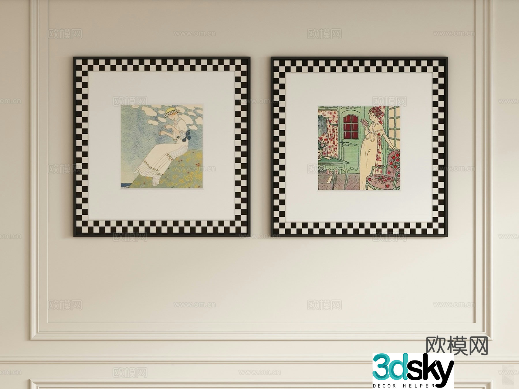 French decorative painting Art hanging painting 3d model