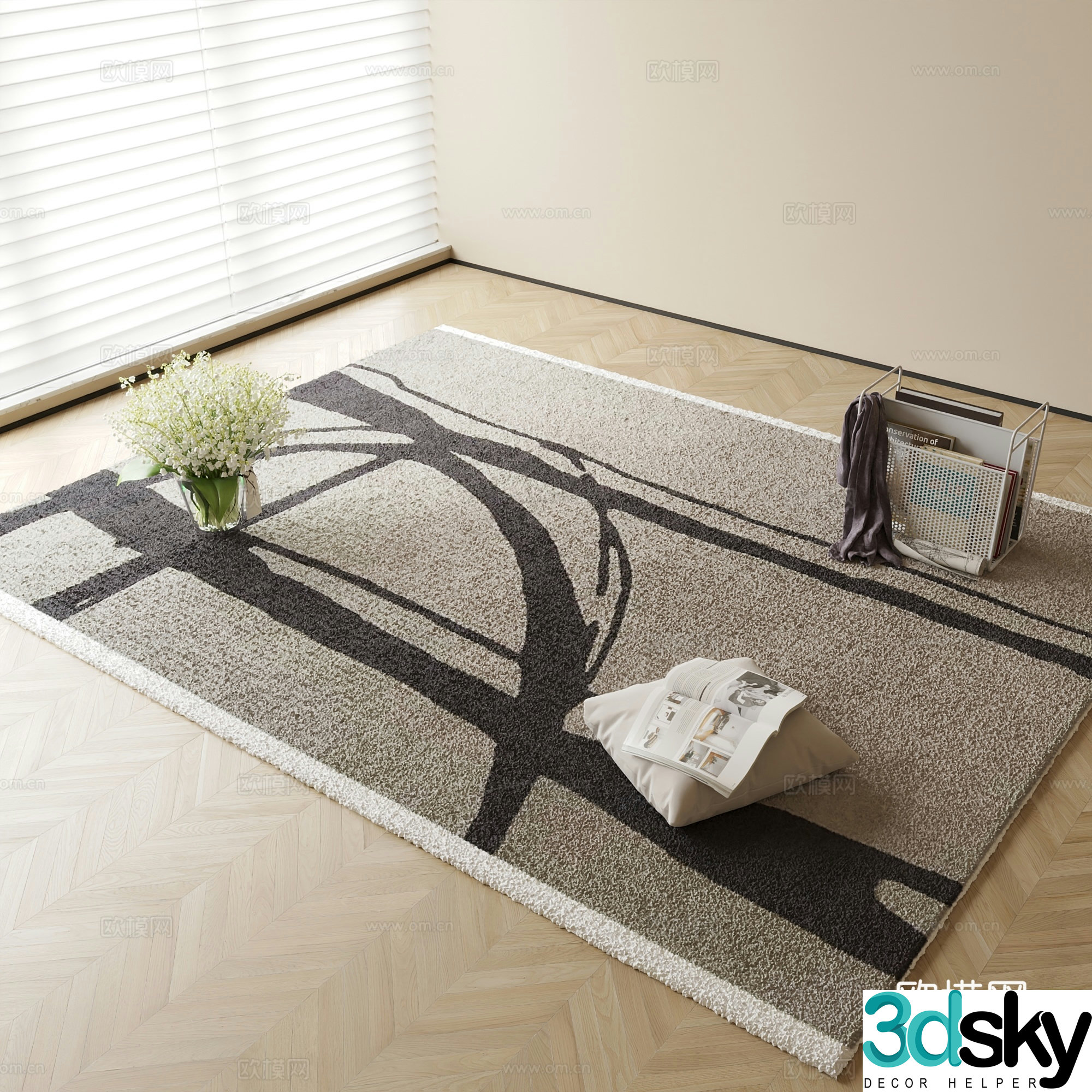 abstract carpet square rug 3d model