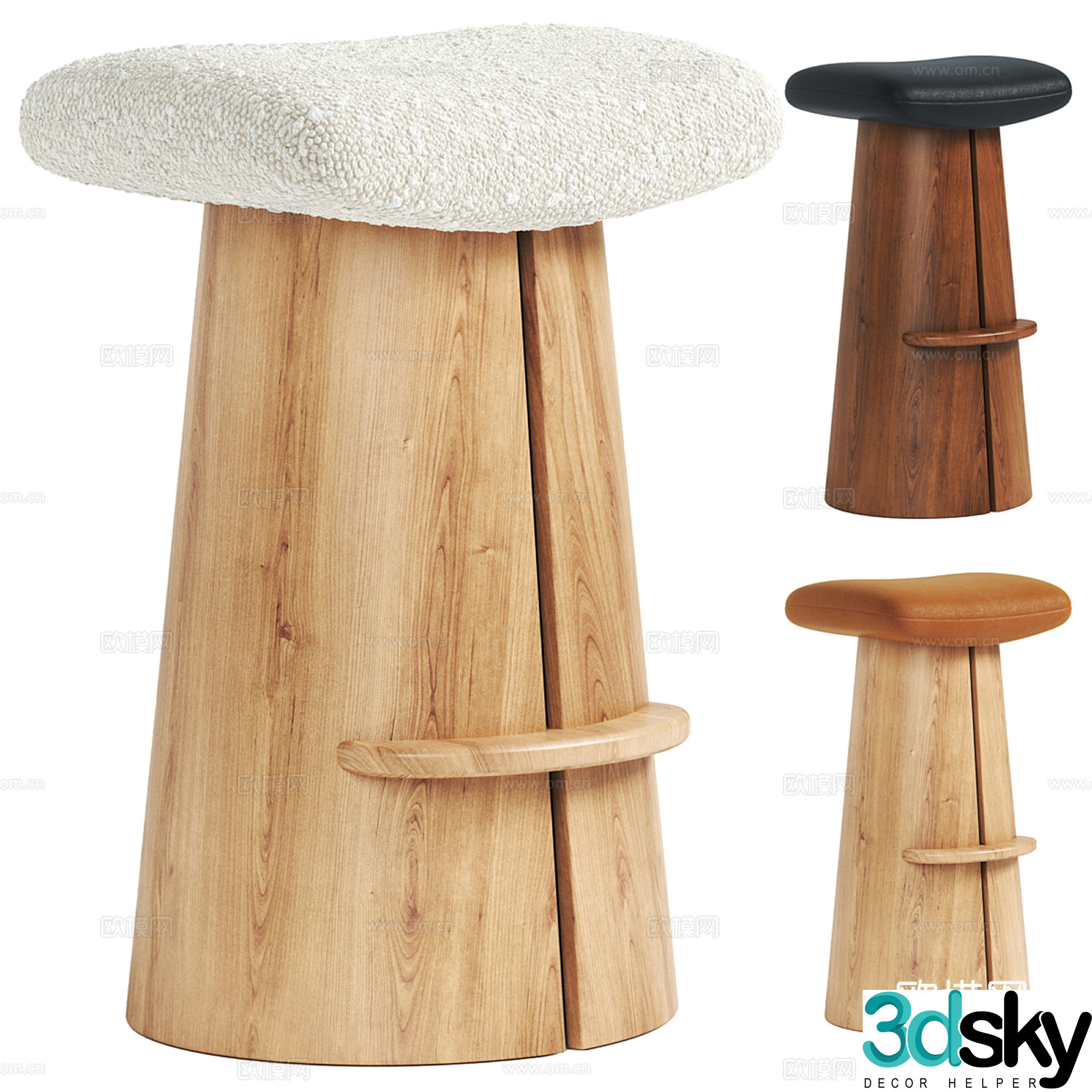Wabi Sabi bar stool bar stool high stool 3d model