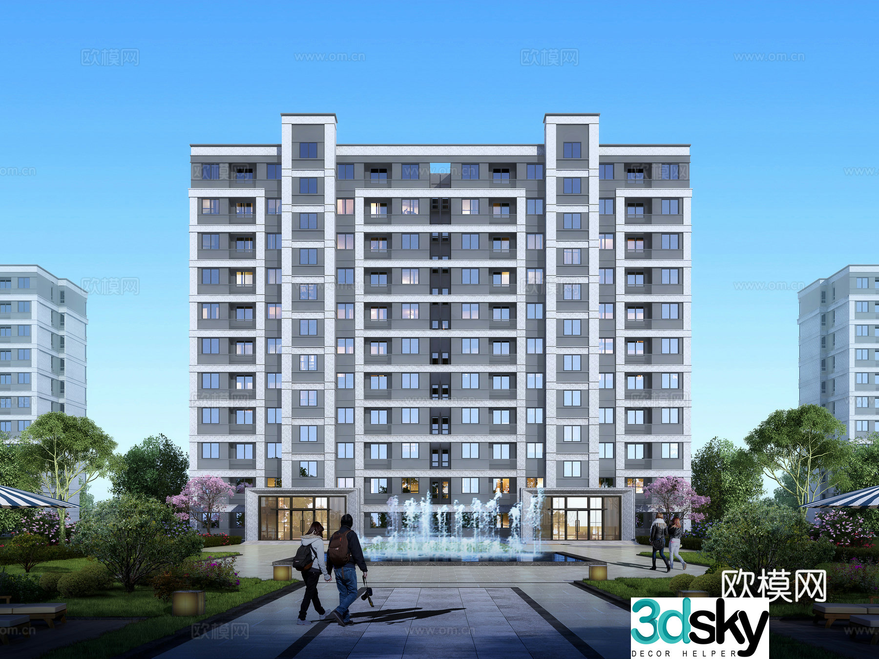 3D model of high-rise residential building exterior