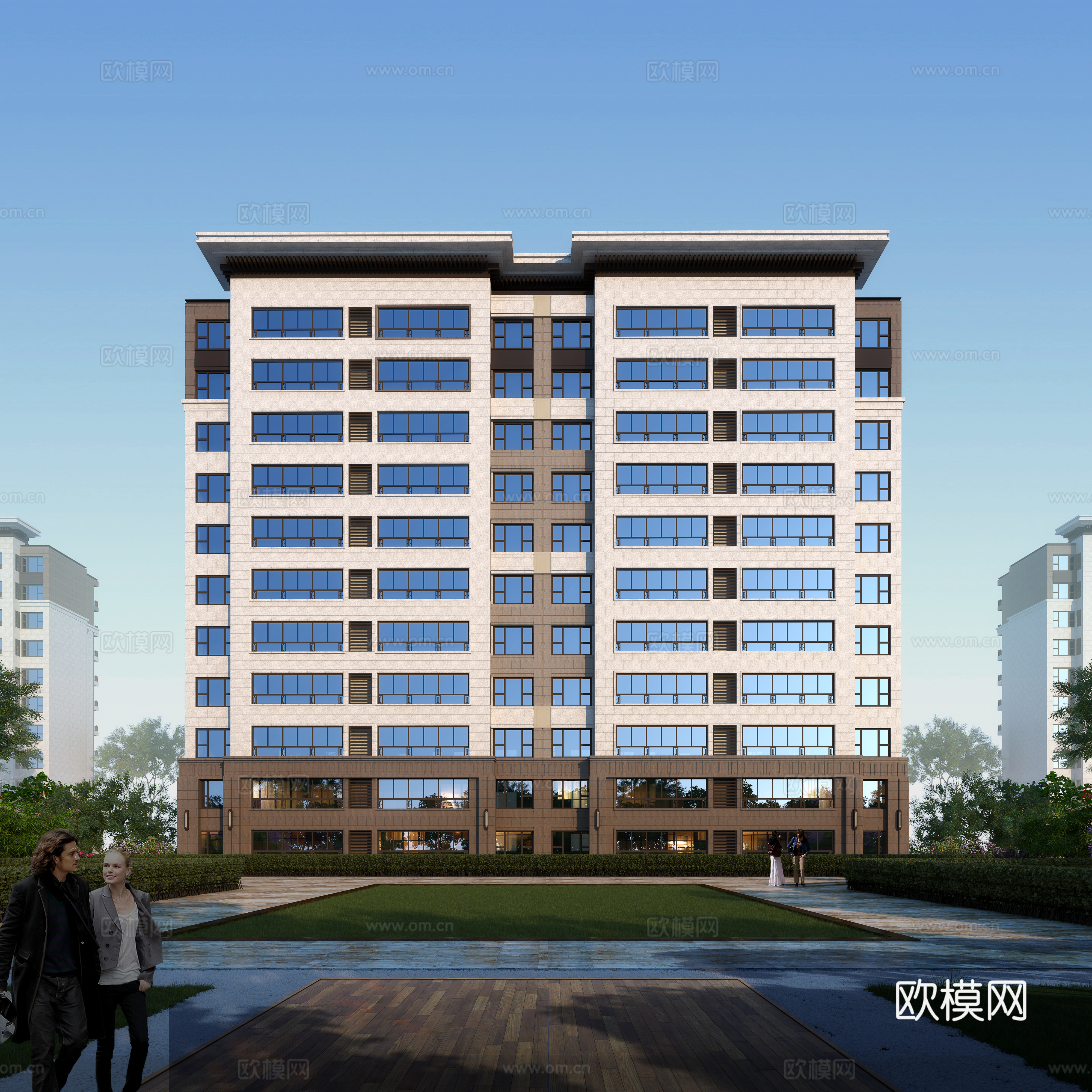 High-rise residential exterior 3D model