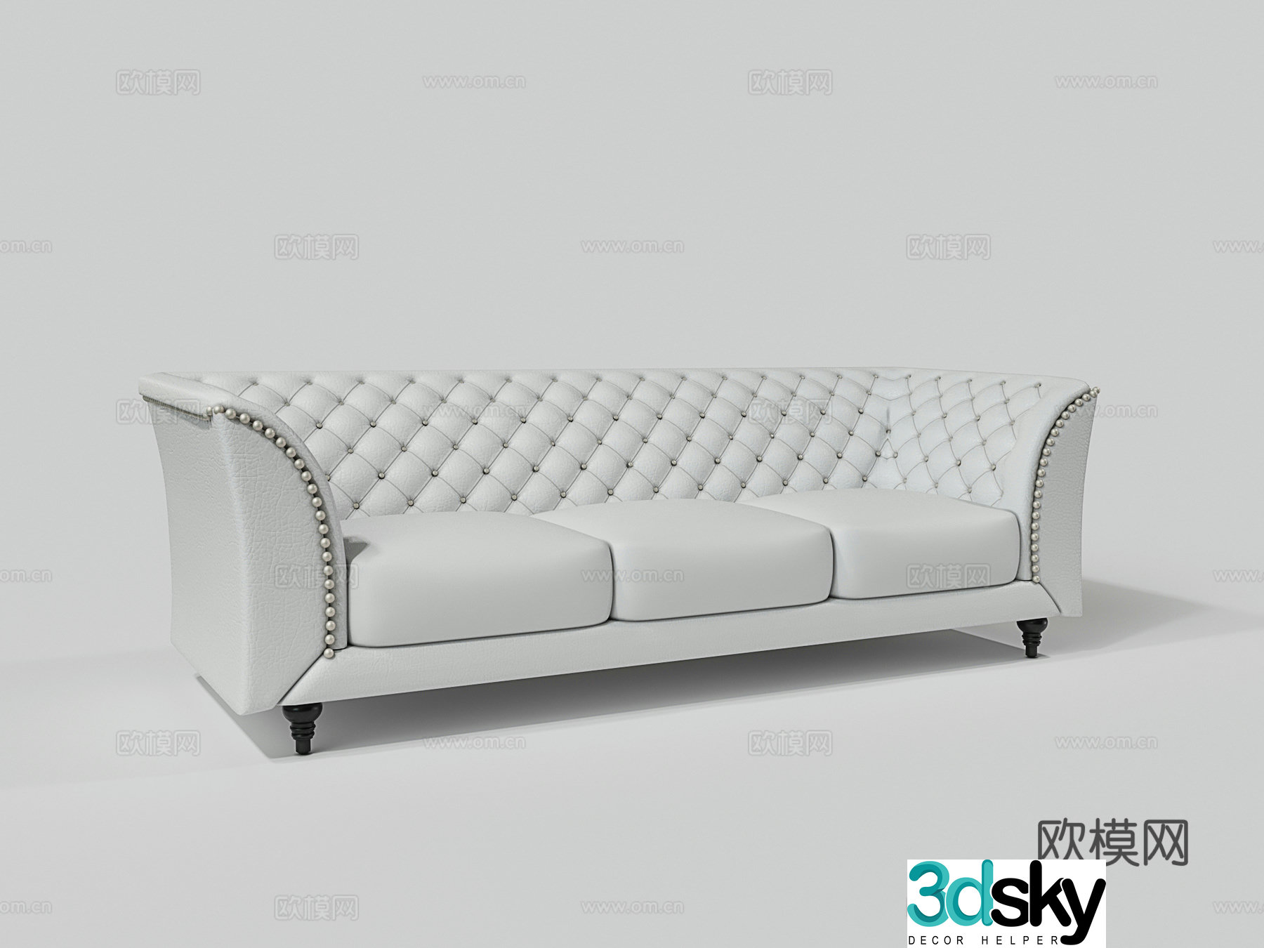 Three seater sofa leather sofa 3d model