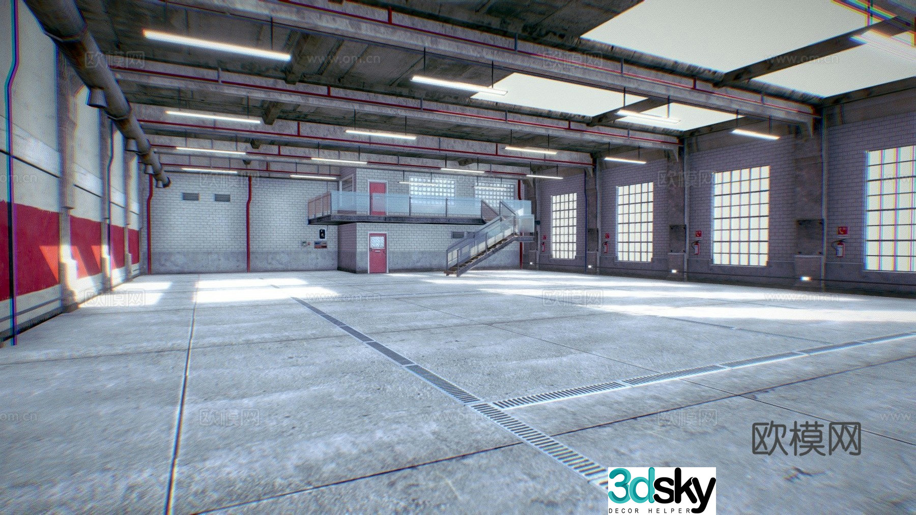 Industrial style warehouse garage 3d model