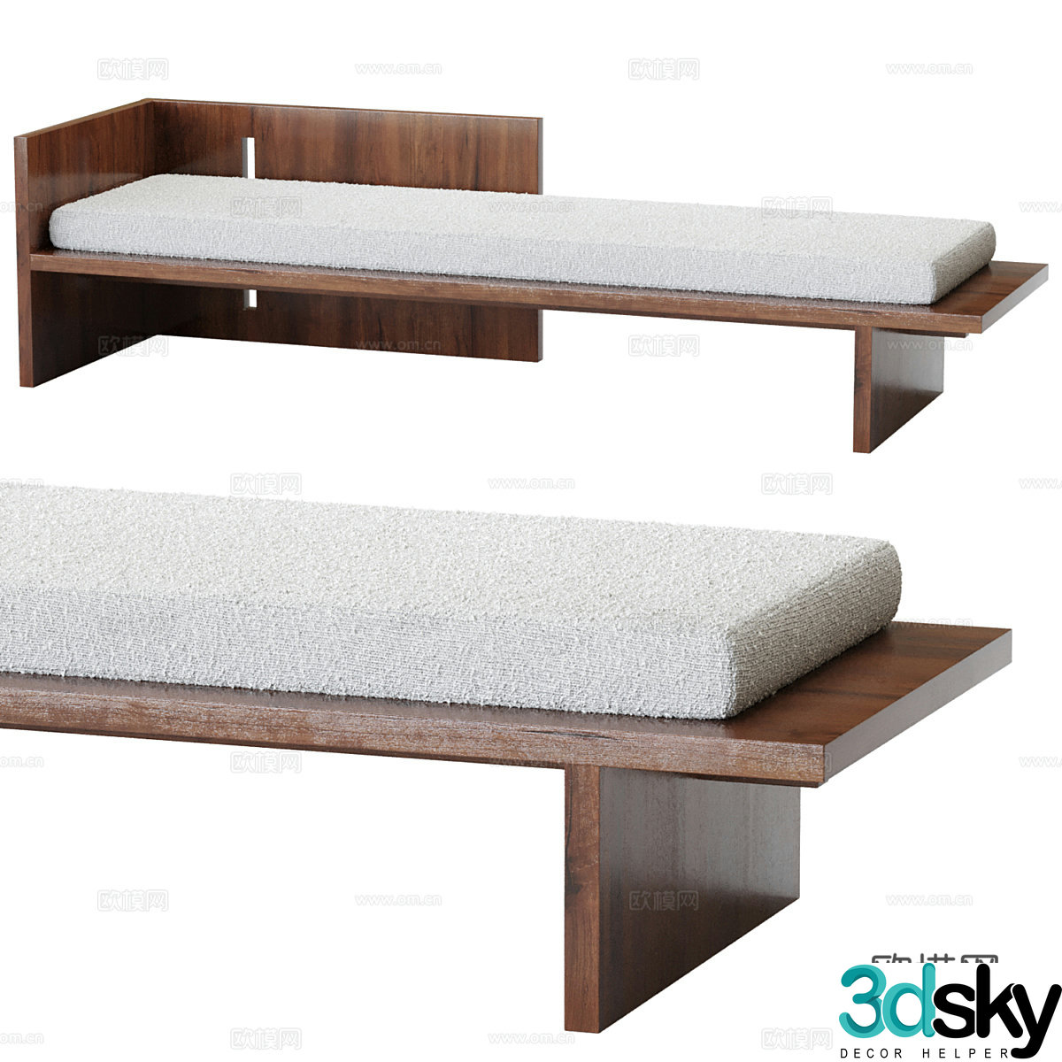 Modern footrest bedside stool 3d model