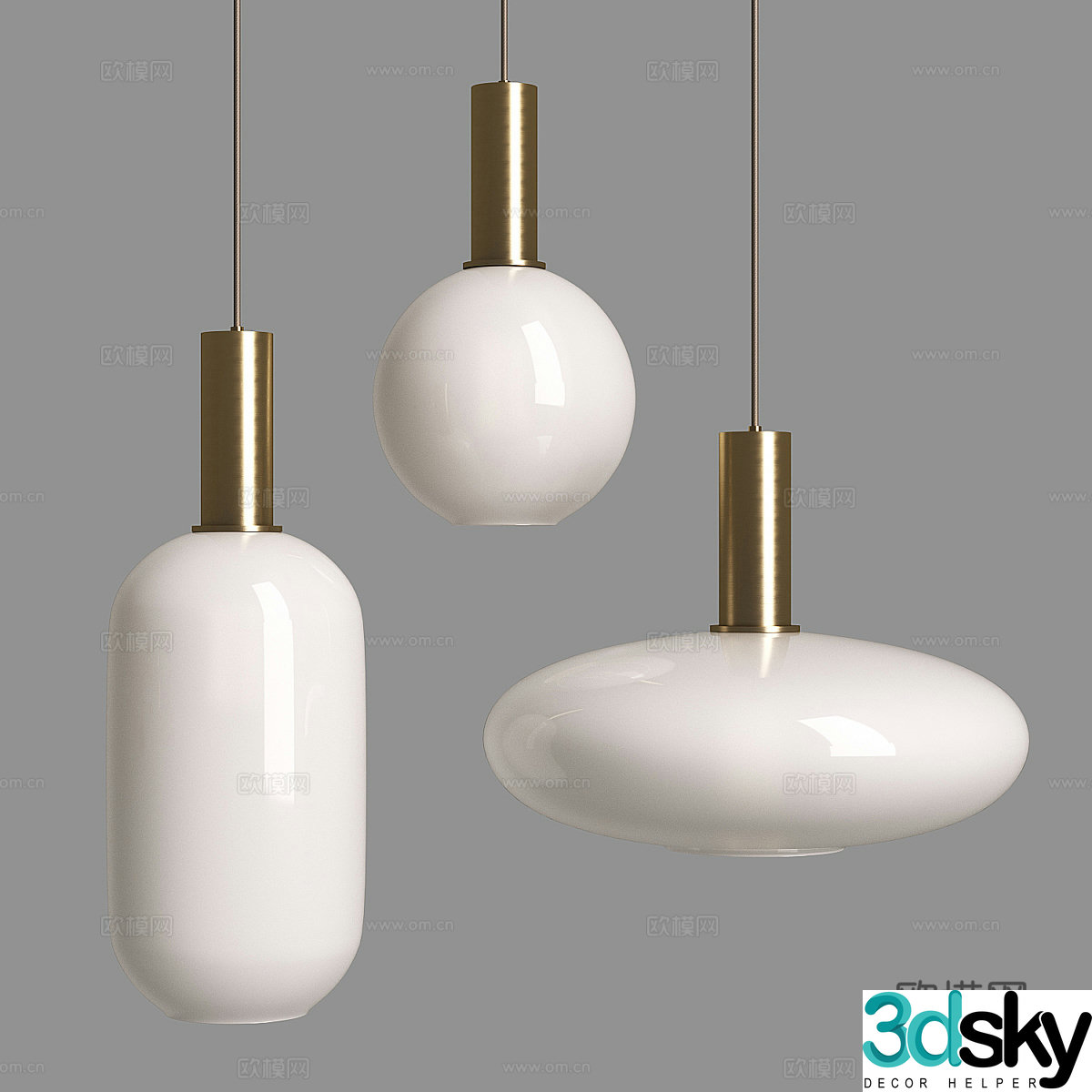 Light luxury bedside chandelier 3D model