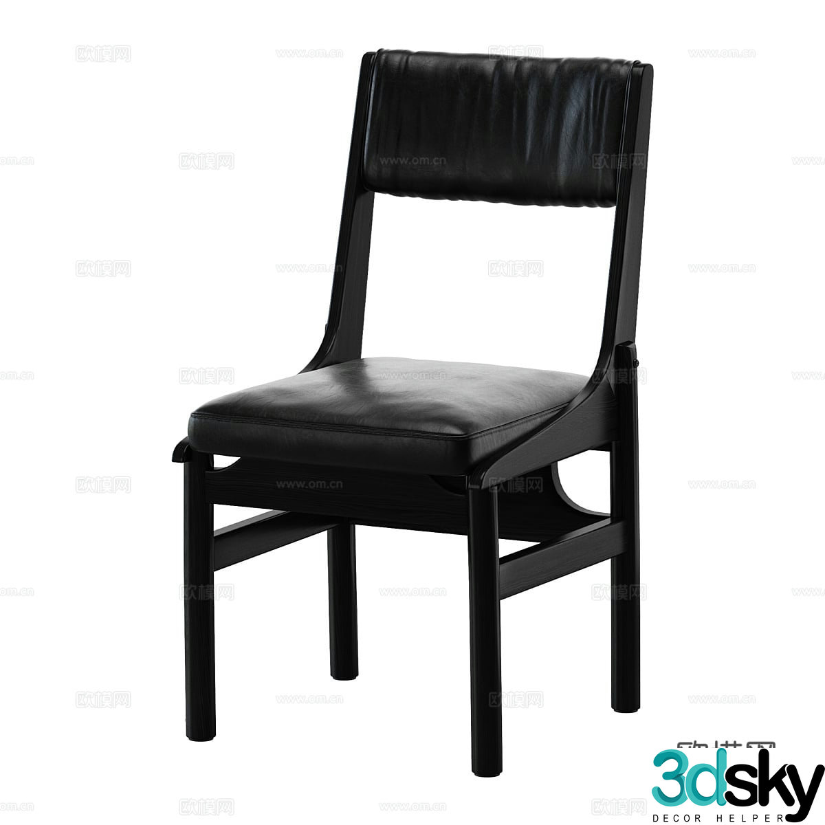 Nordic leather chair single chair dining chair 3d model