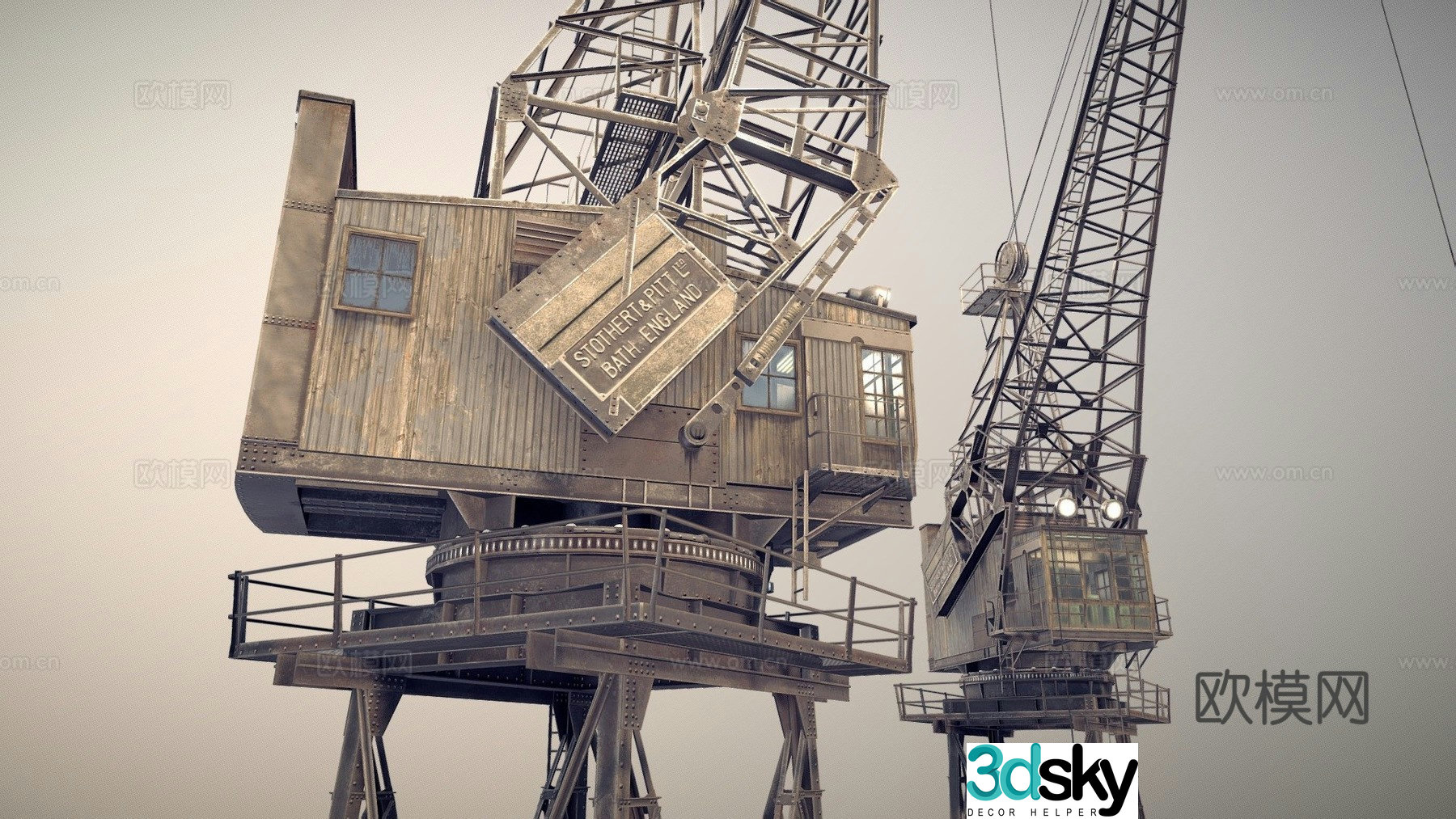 Industrial tower crane crane large crane 3d model