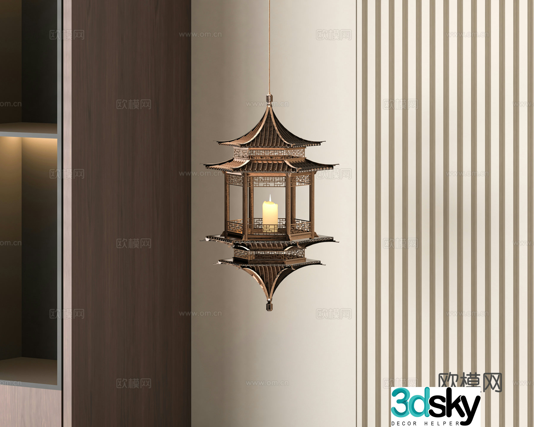 New Chinese style chandelier tower chandelier 3d model