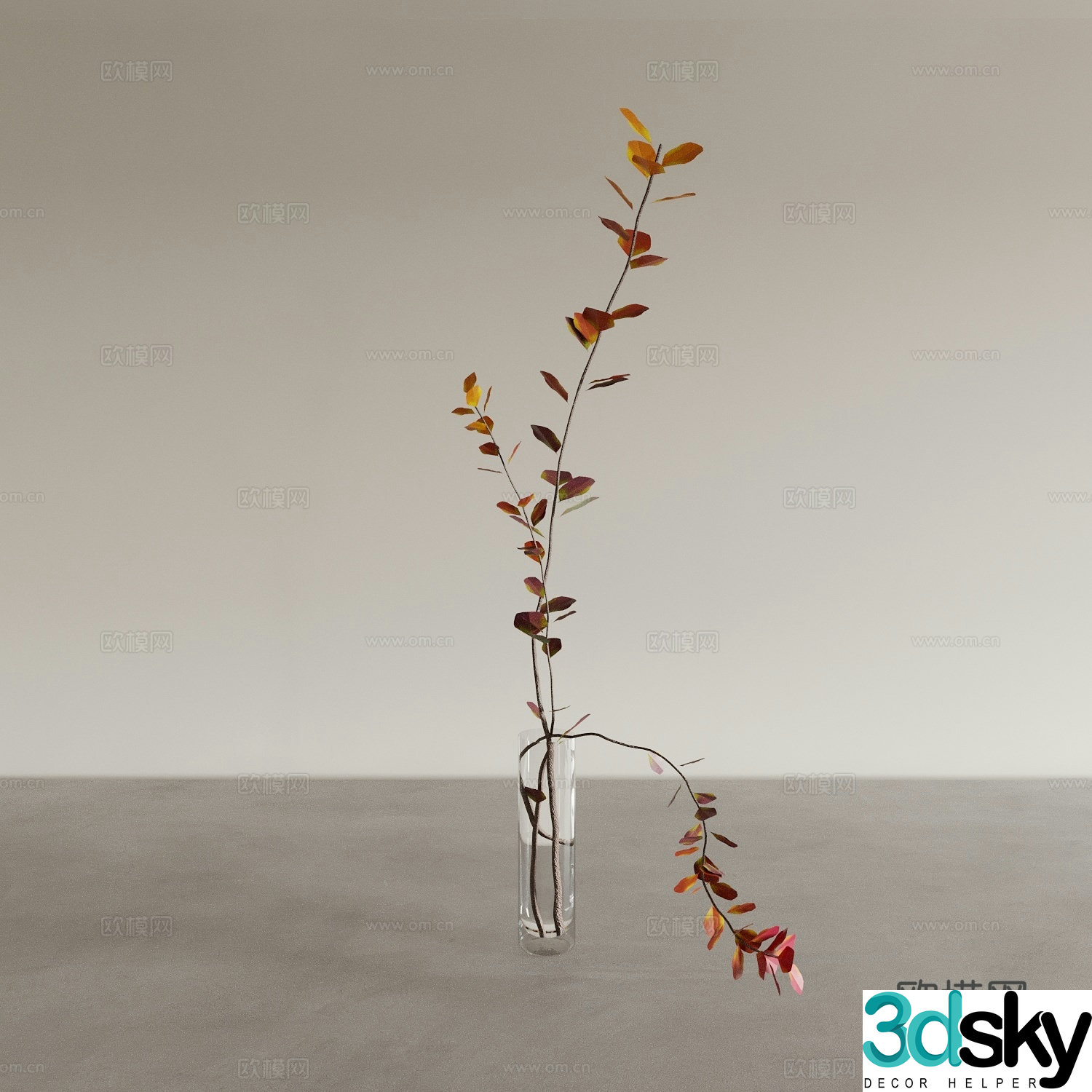 Modern dead branches vase flower art 3d model