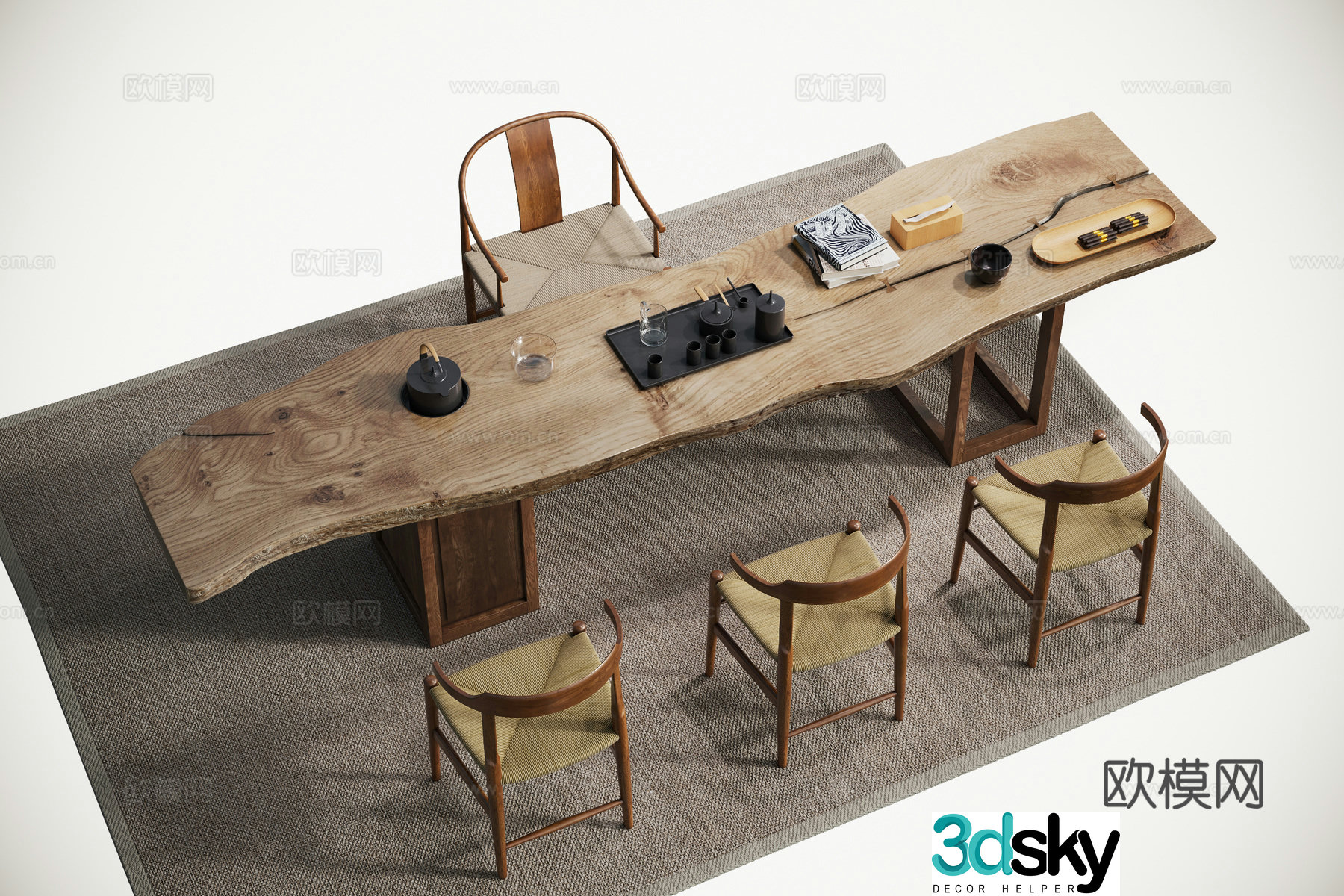 New Chinese style tea table tea table 3d model
