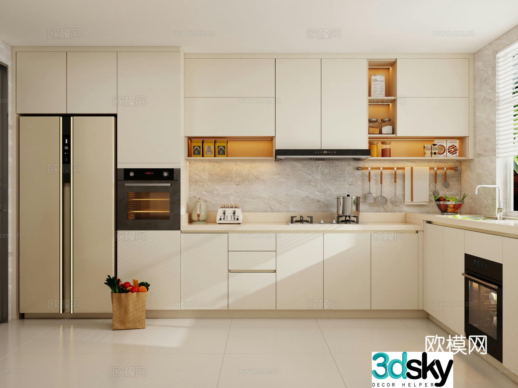 Cream style kitchen 3d model