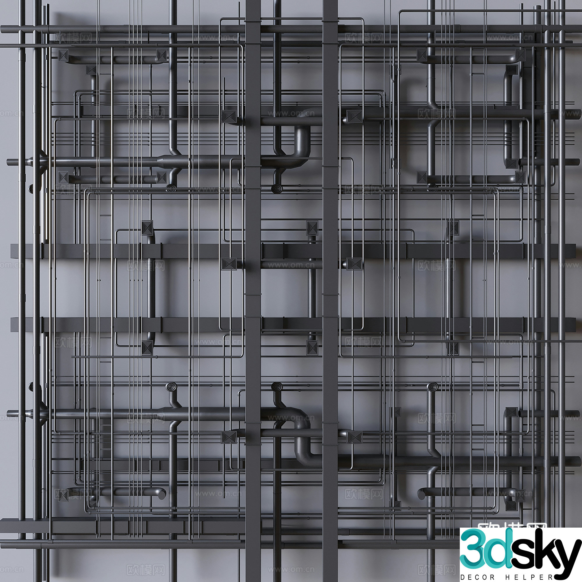 Industrial style ceiling pipe ceiling air conditioning pipe 3D model