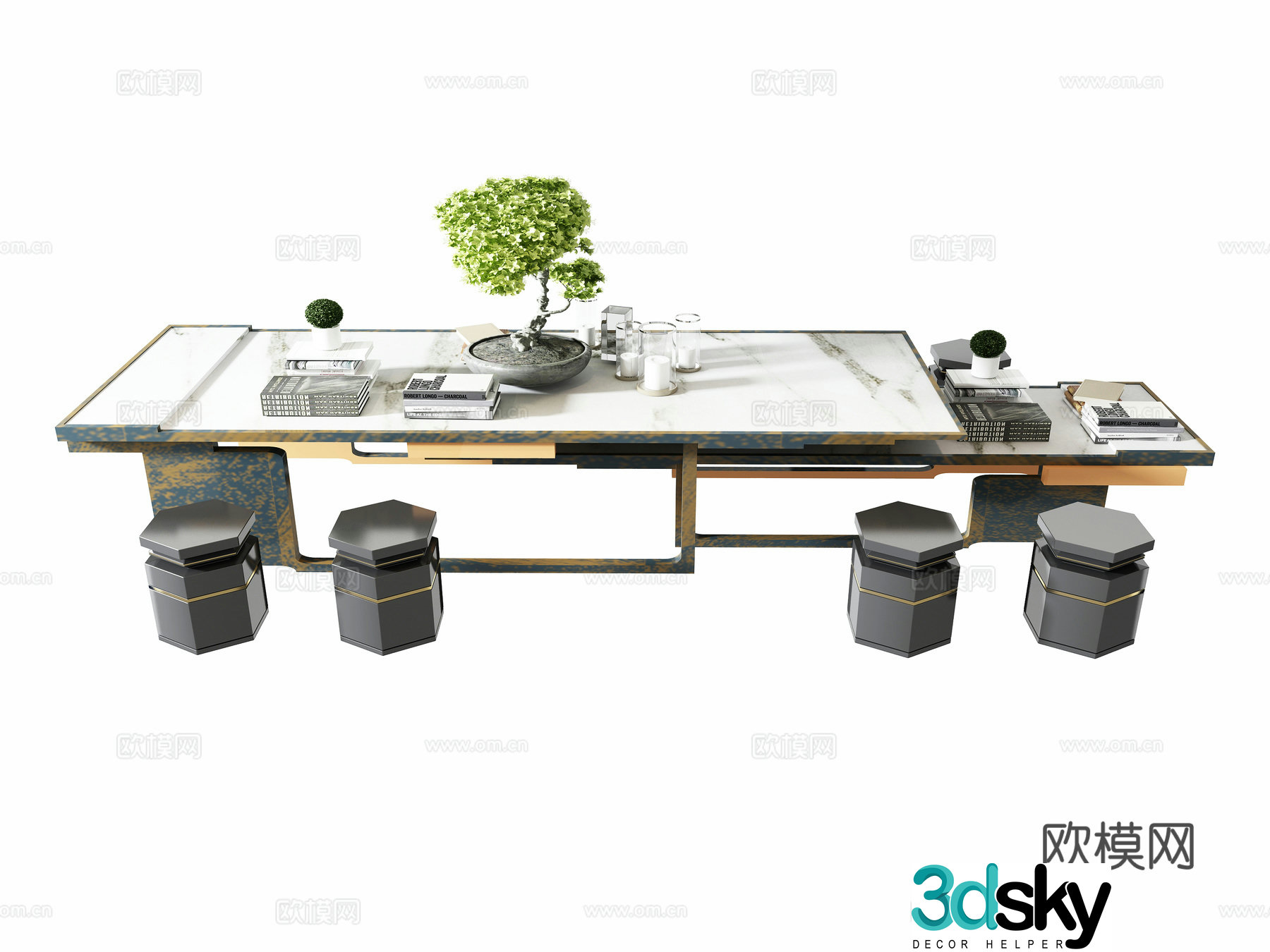 New Chinese style desk writing desk 3d model