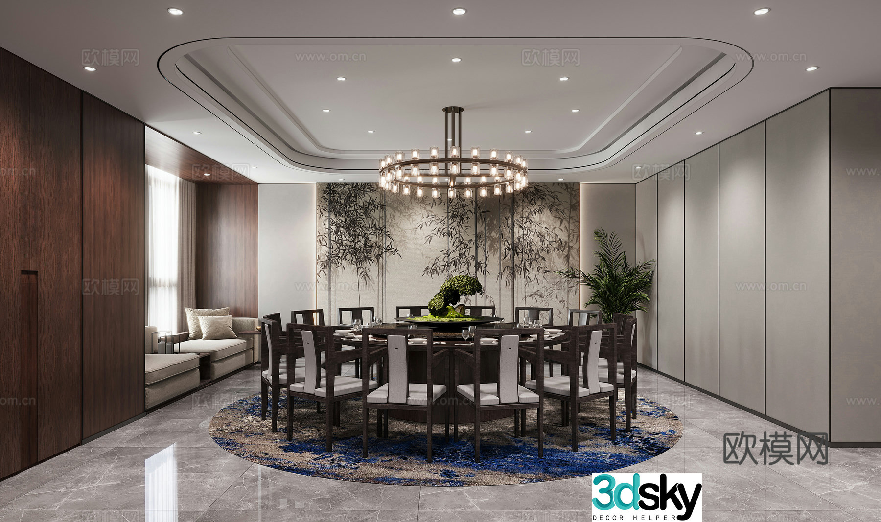 New Chinese style restaurant private room 3D model