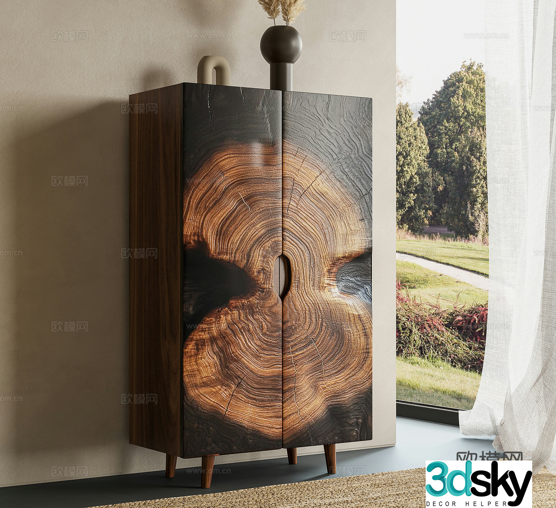 Wabi-sabi entrance cabinet side cabinet 3d model