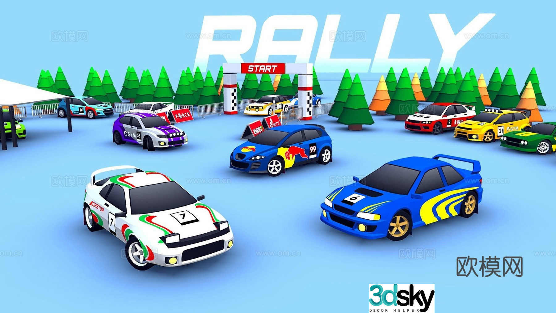 rally car car sports car 3d model