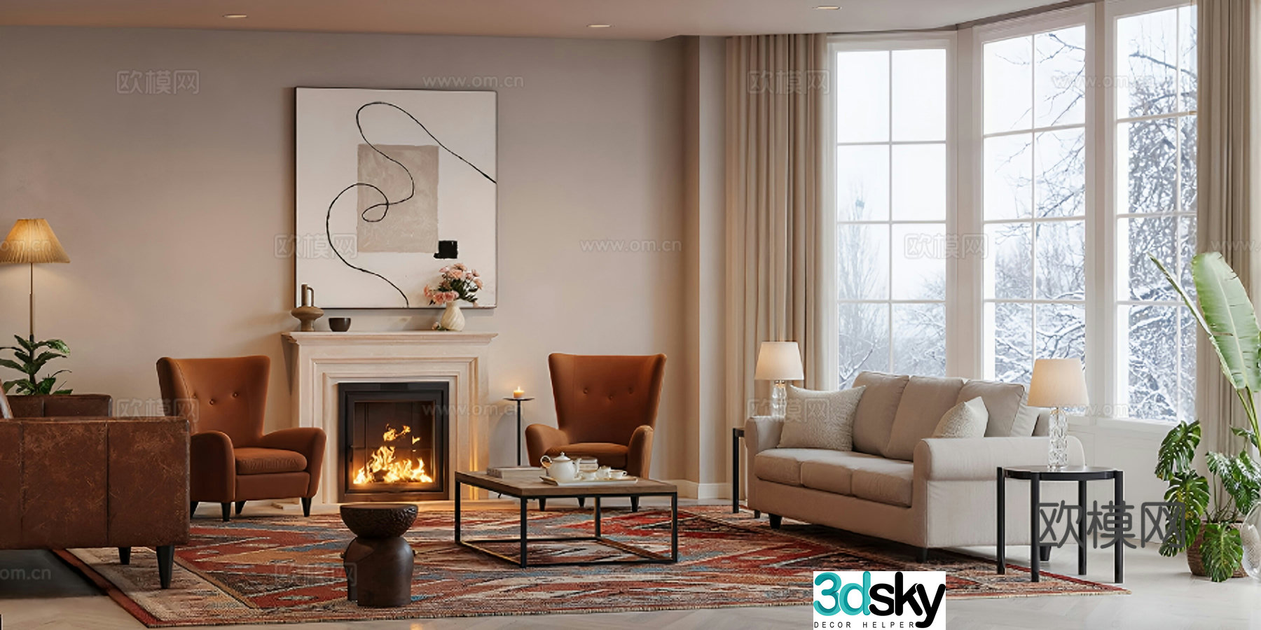American living room 3d model
