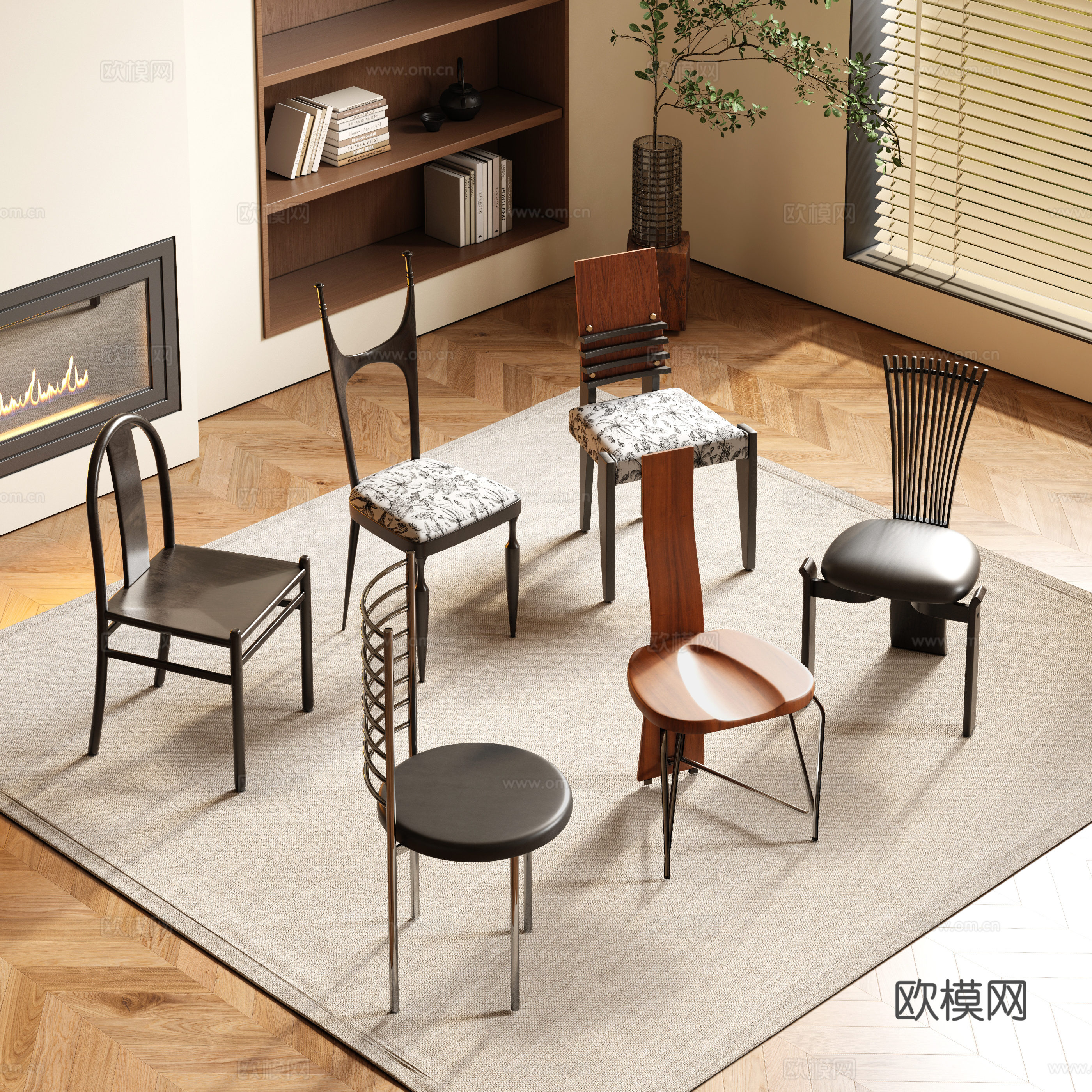 Medieval style chair dining chair book chair 3d model