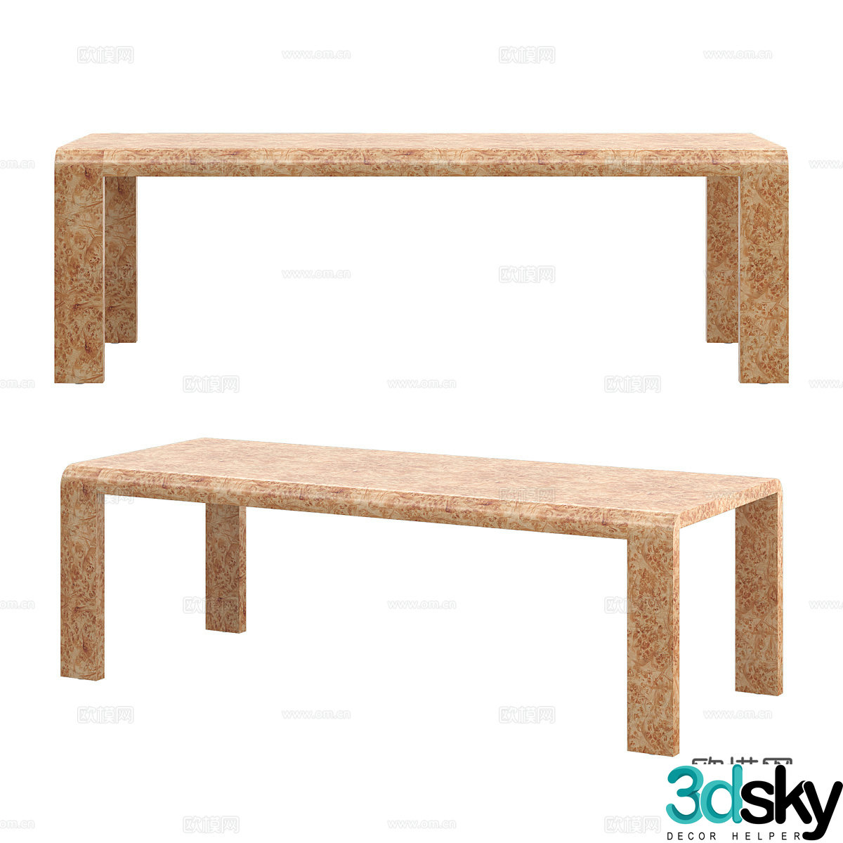 Nordic dining table marble dining table 3d model