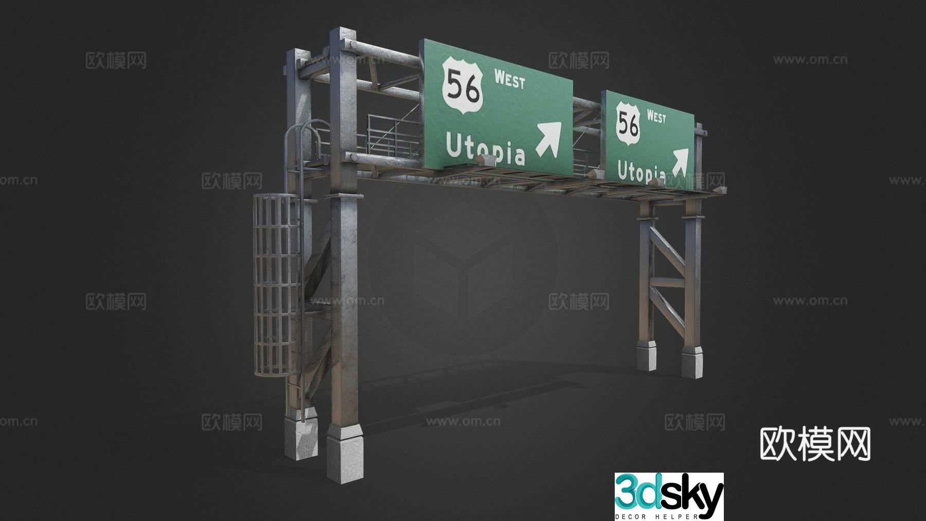 Gantry sign sign billboard 3d model