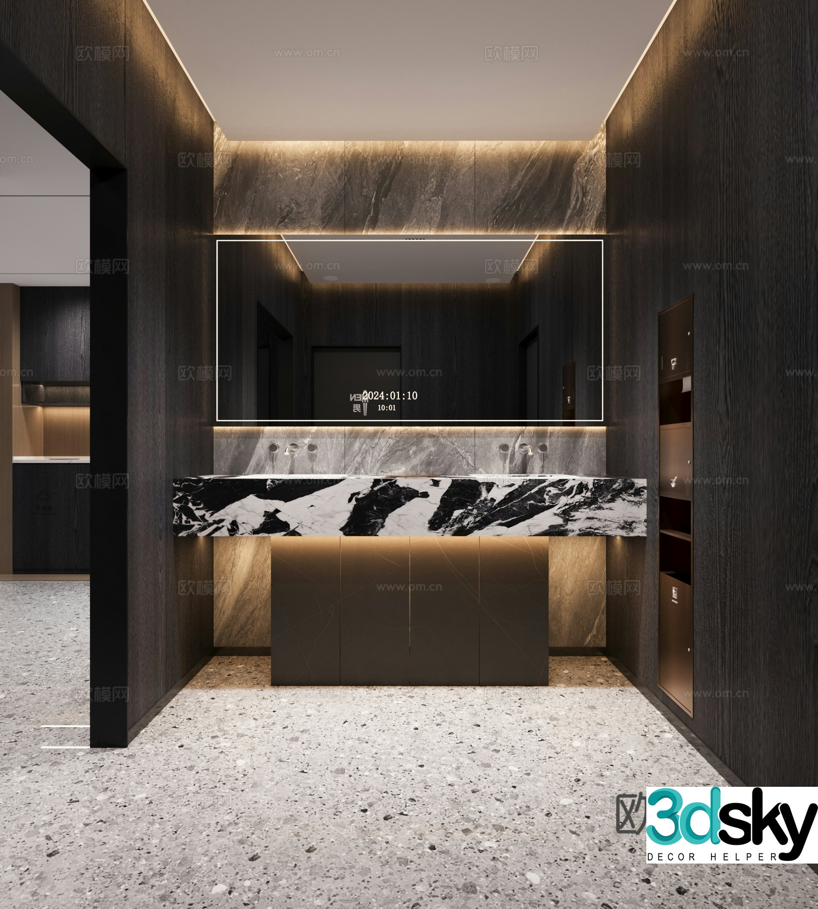 Italian office bathroom dry area 3d model