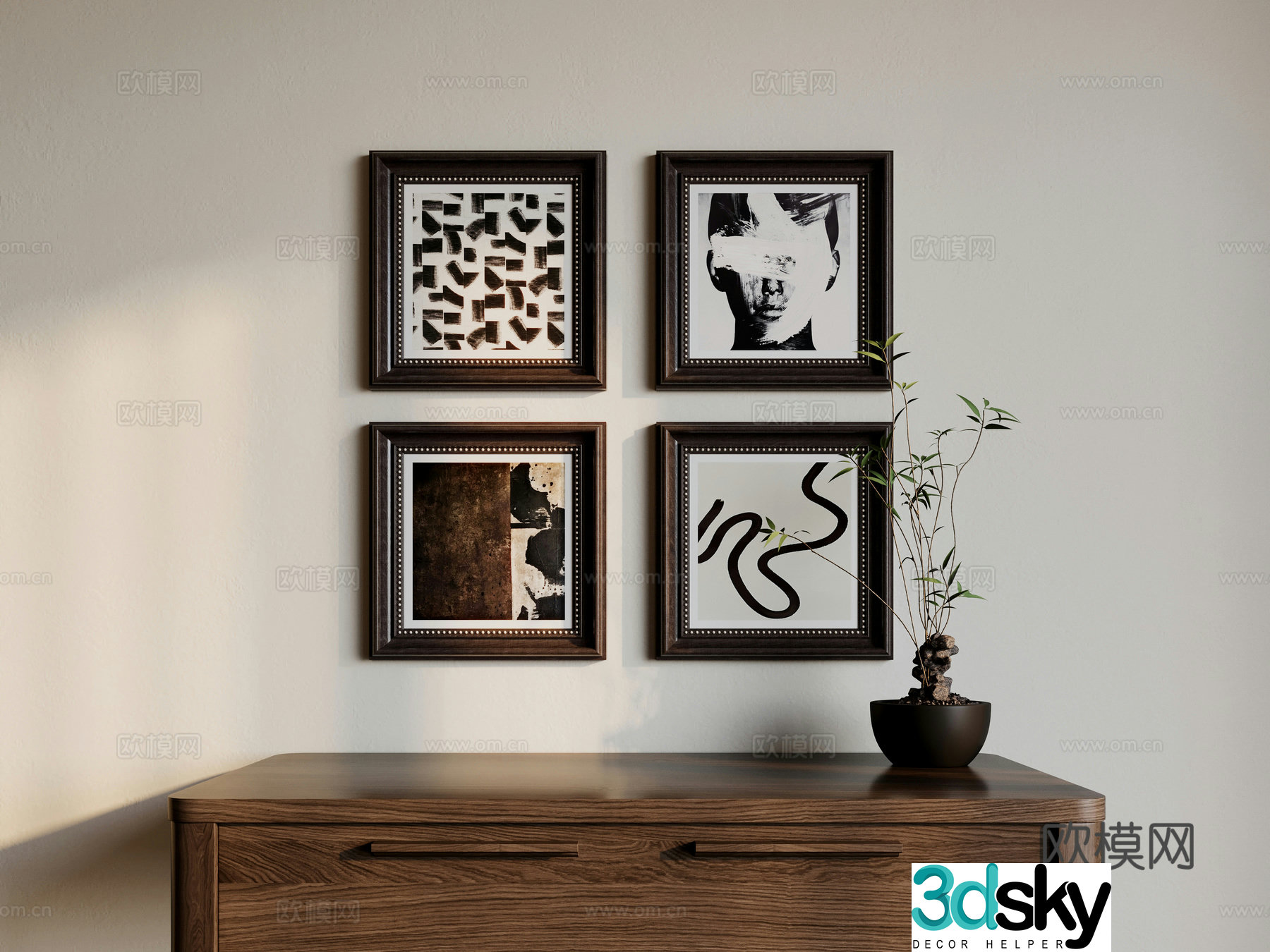 Medieval style hanging painting abstract painting decorative painting 3D model