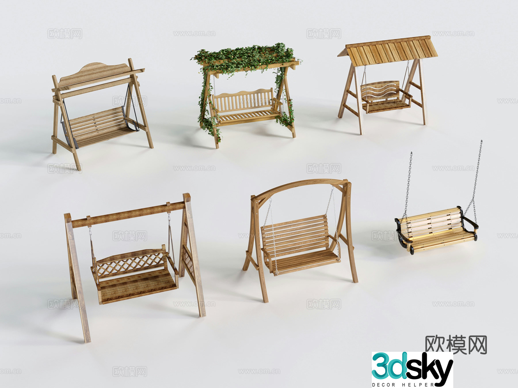 Modern hanging chair swing chair double rocking chair 3d model