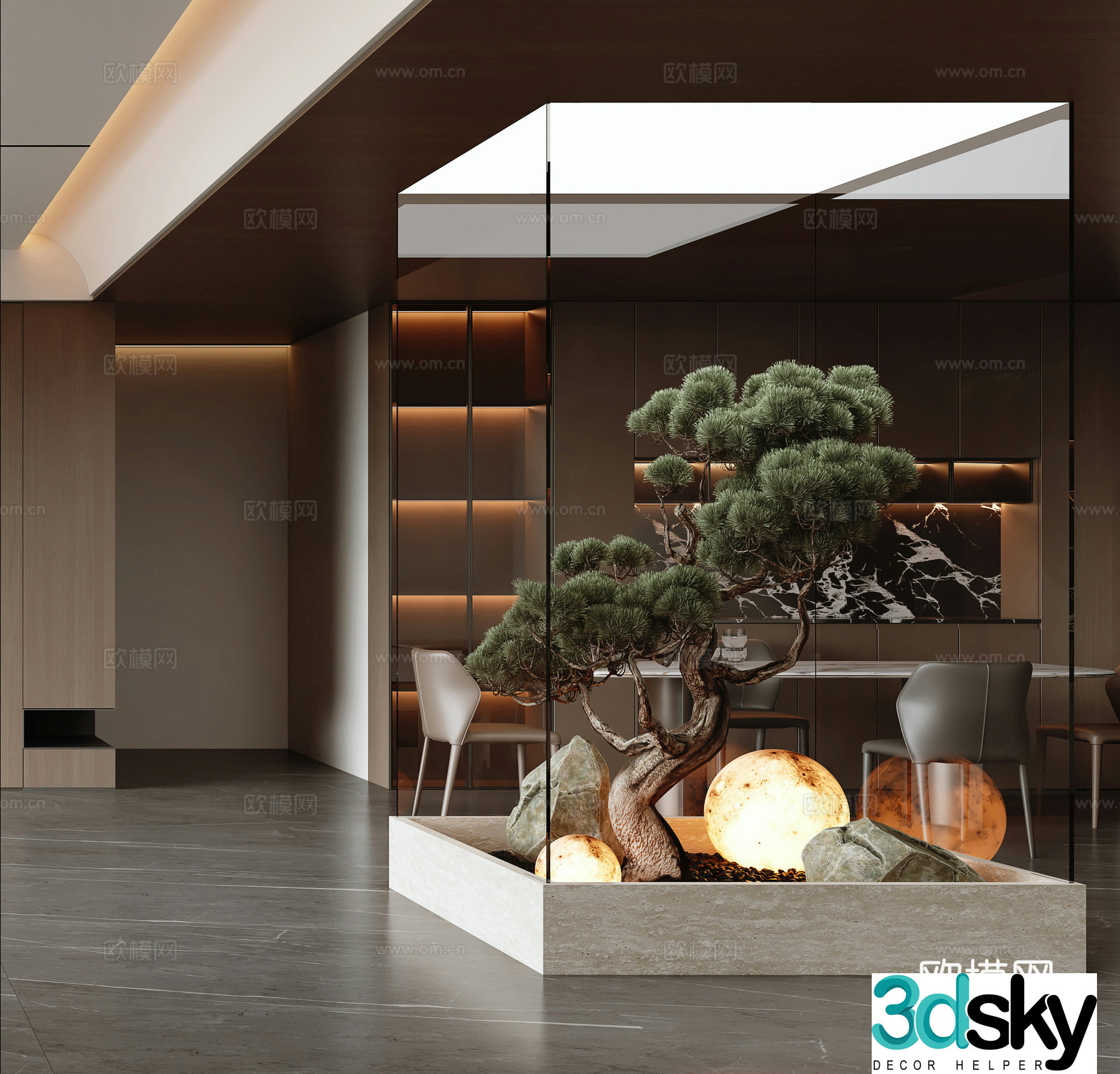 Italian style interior landscaping 3D model