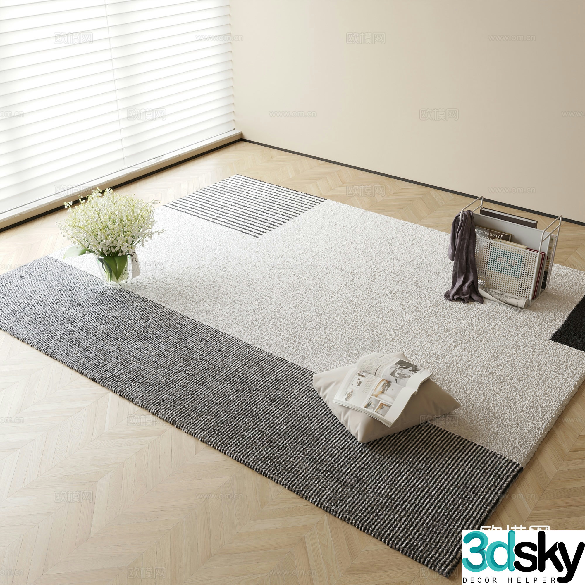 Modern gray and white carpet 3d model