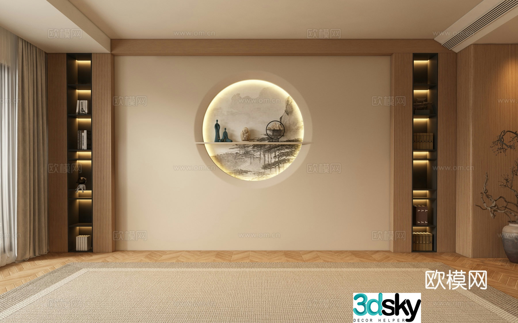 New Chinese style sofa background wall 3d model