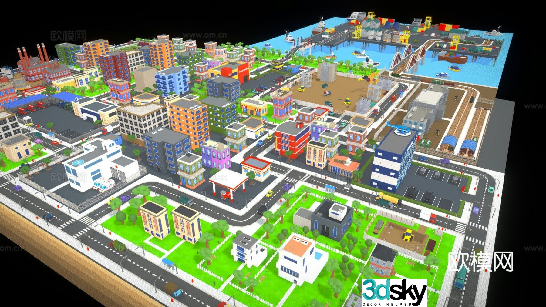 Industrial city box game props 3d model