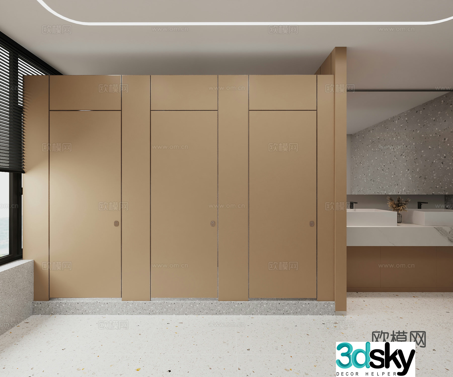 Modern public restroom 3d model