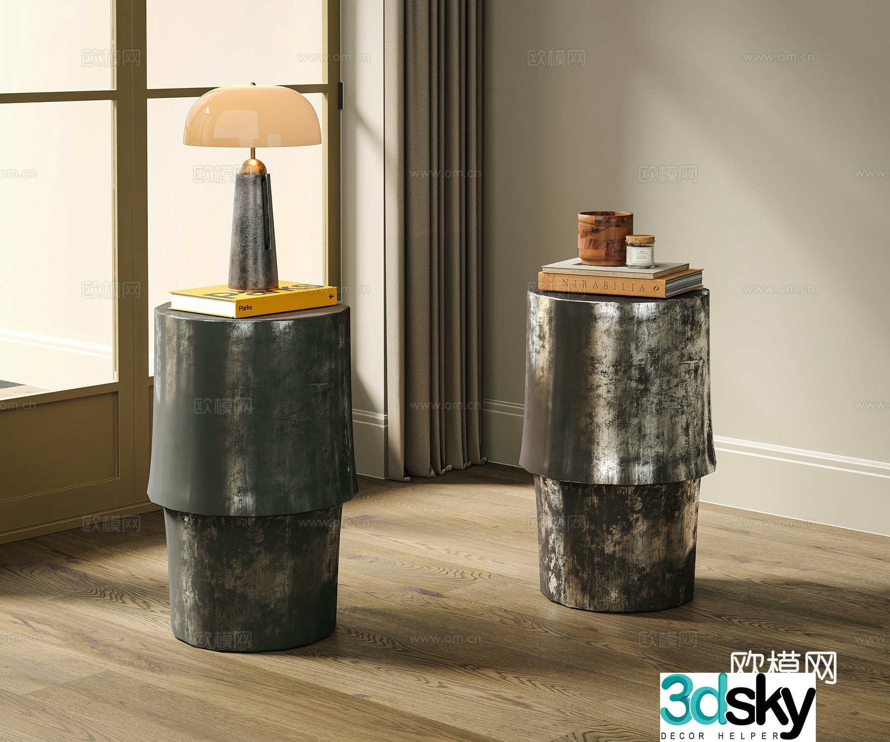 Modern side table corner table round table 3D model