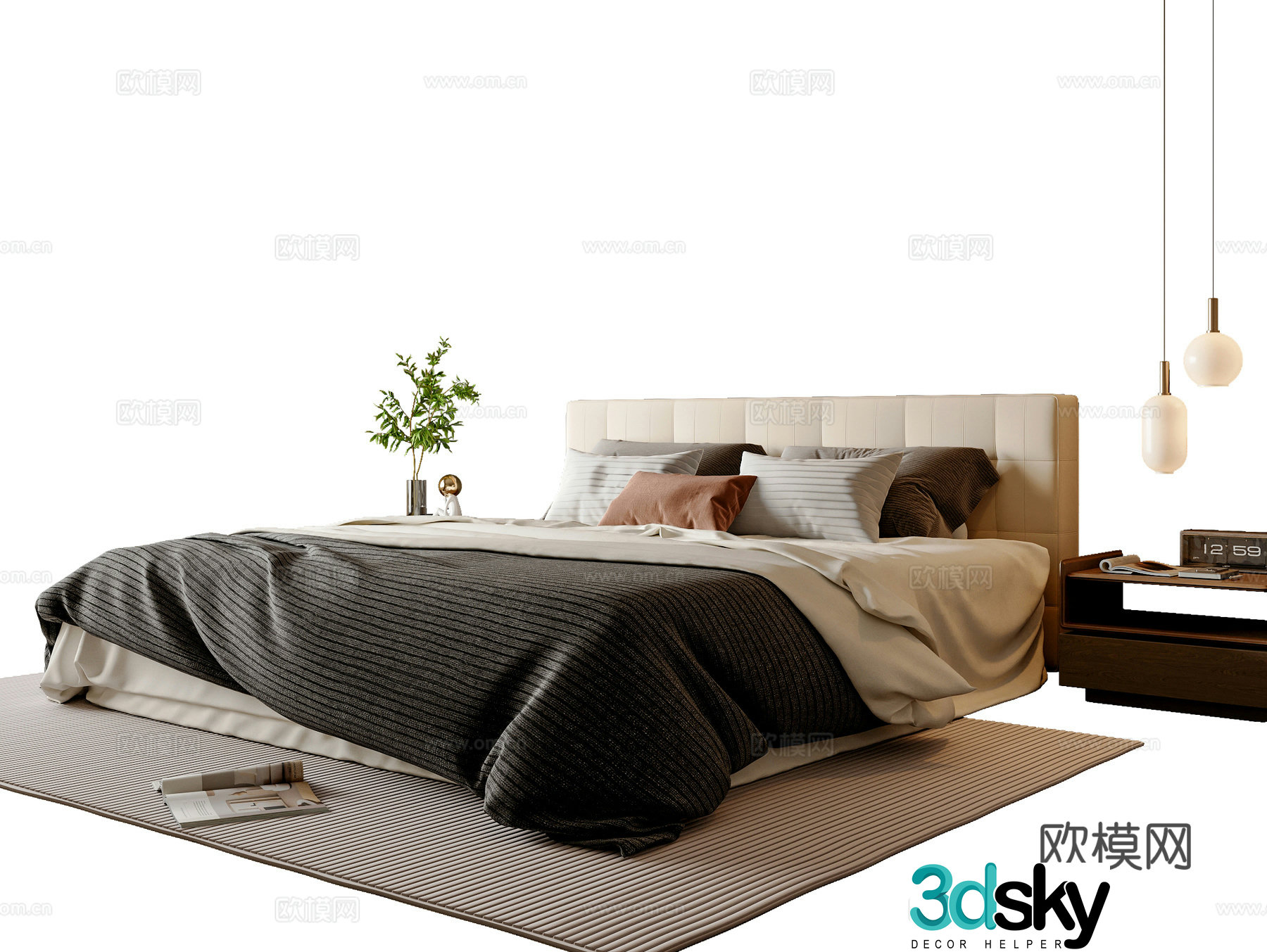 Modern double bed 3d model