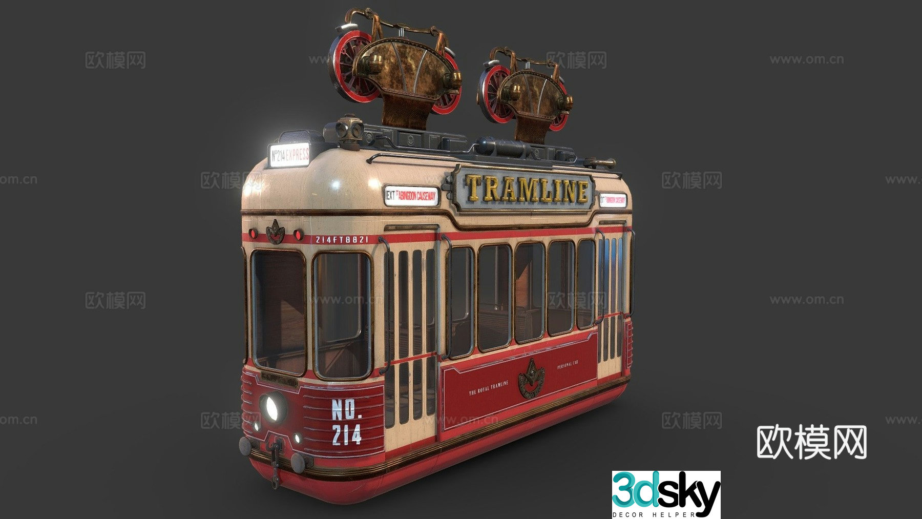 royal tram bus bus 3d model