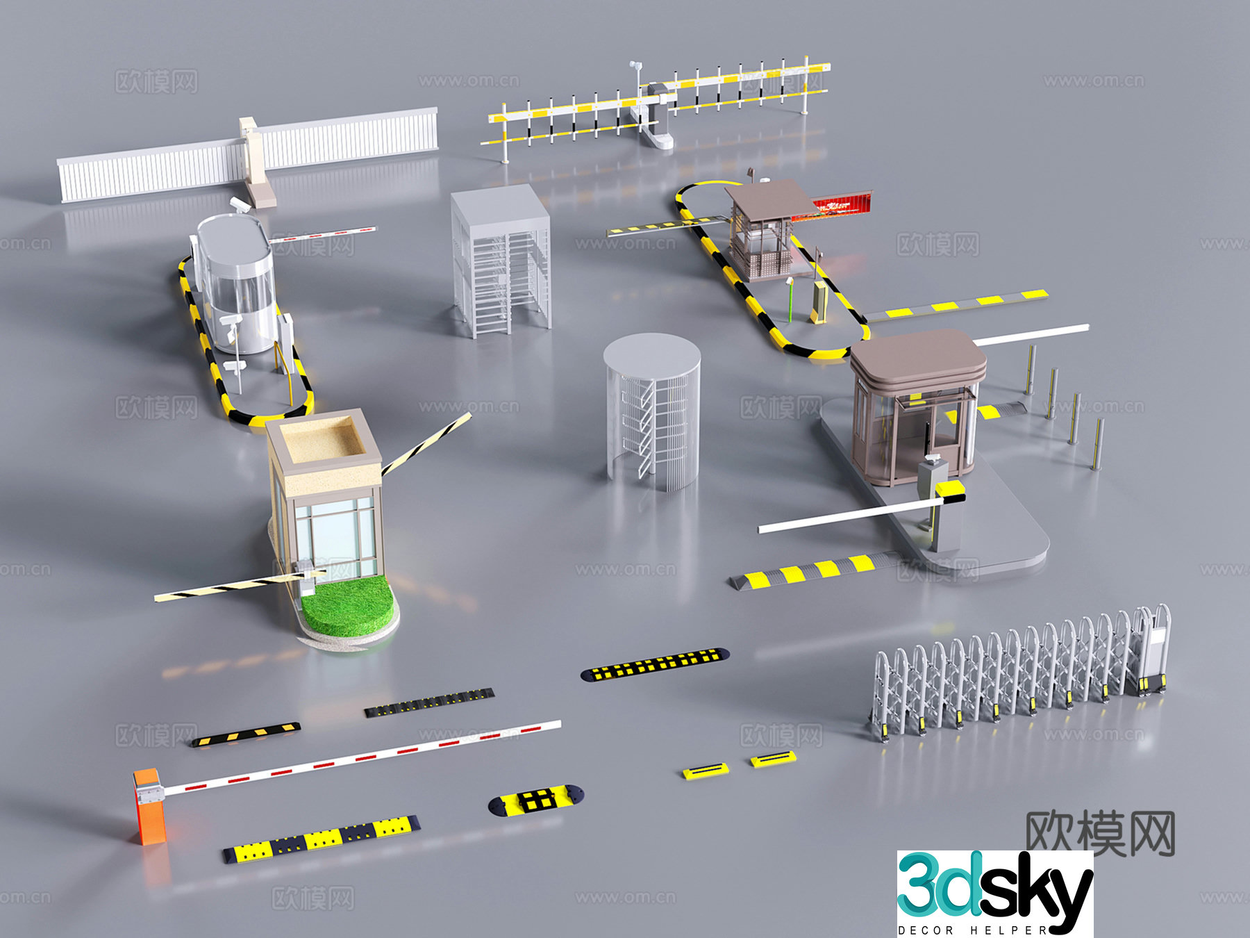 Modern barrier gate telescopic door guard box parking lift rod 3D model