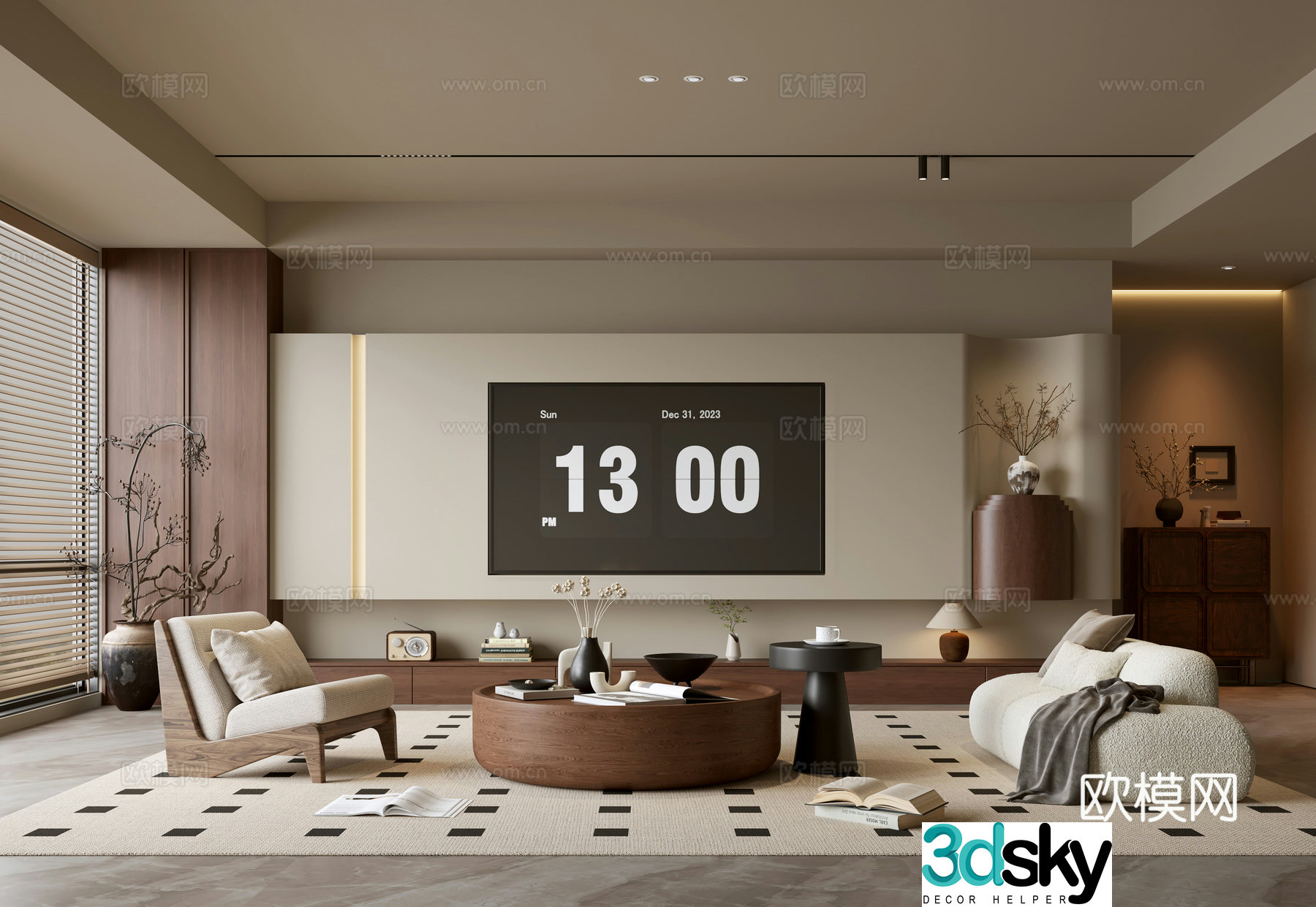 Wabi-sabi living room 3d model