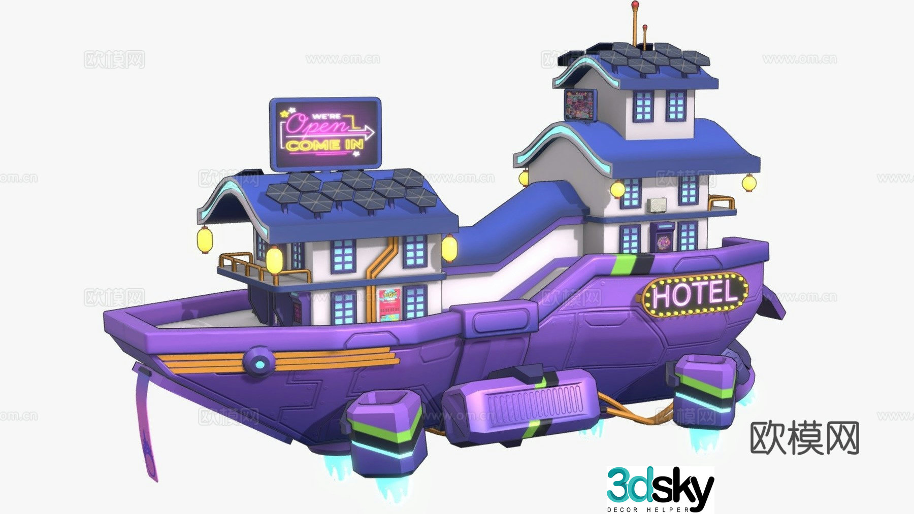 sci-fi ship cartoon ship 3d model