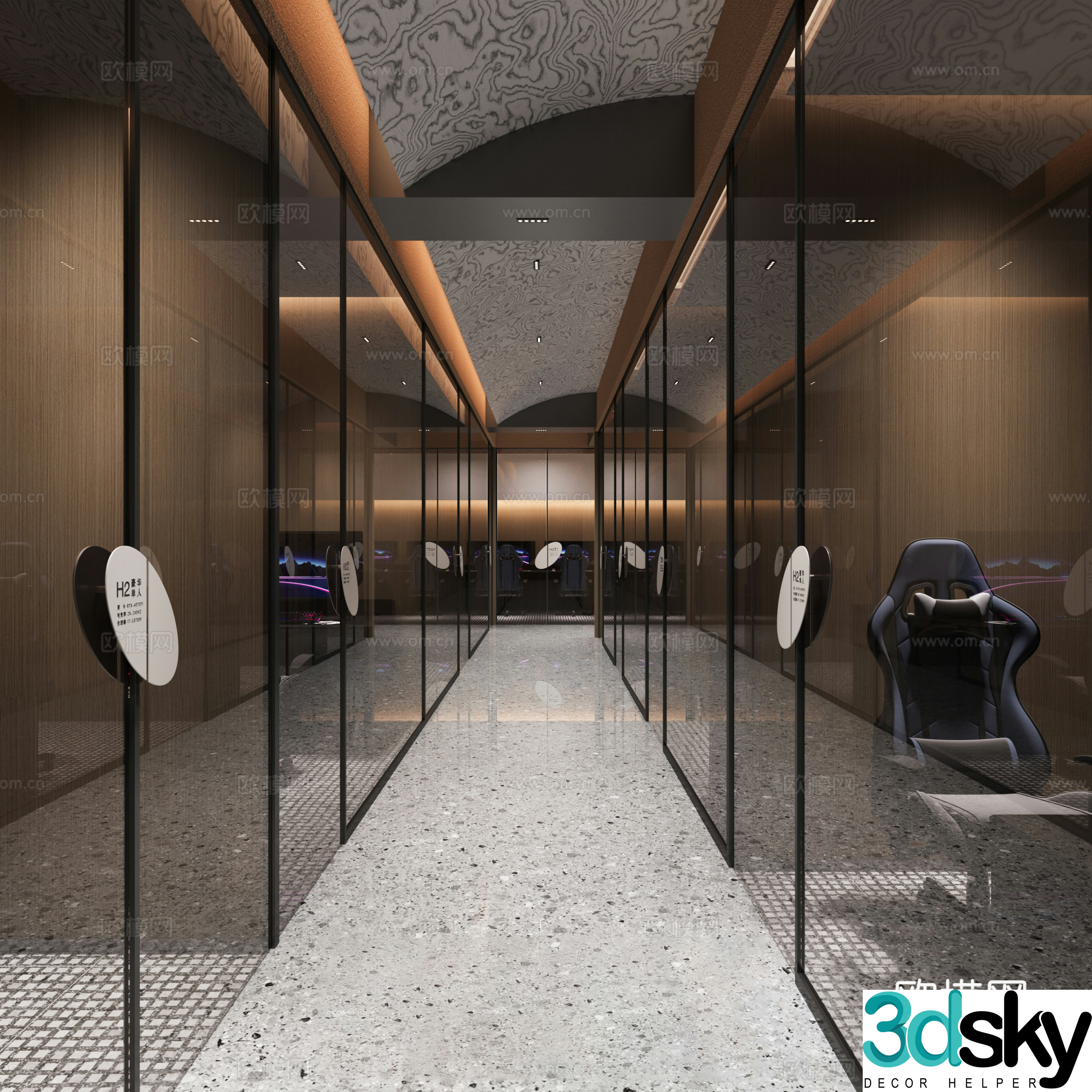 Internet cafe private room aisle 3D model