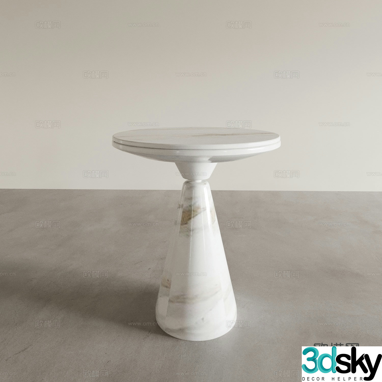 Modern marble corner table round table side table 3D model