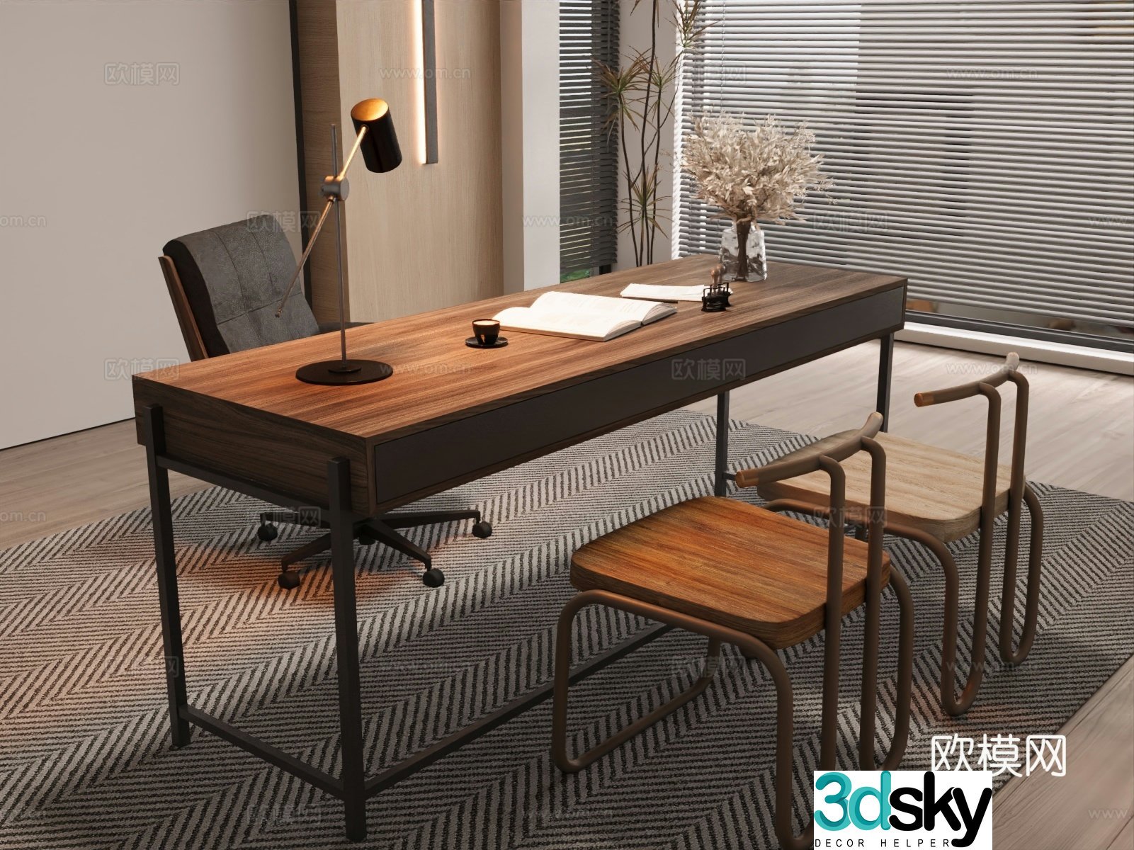 Medieval style desk writing desk 3d model