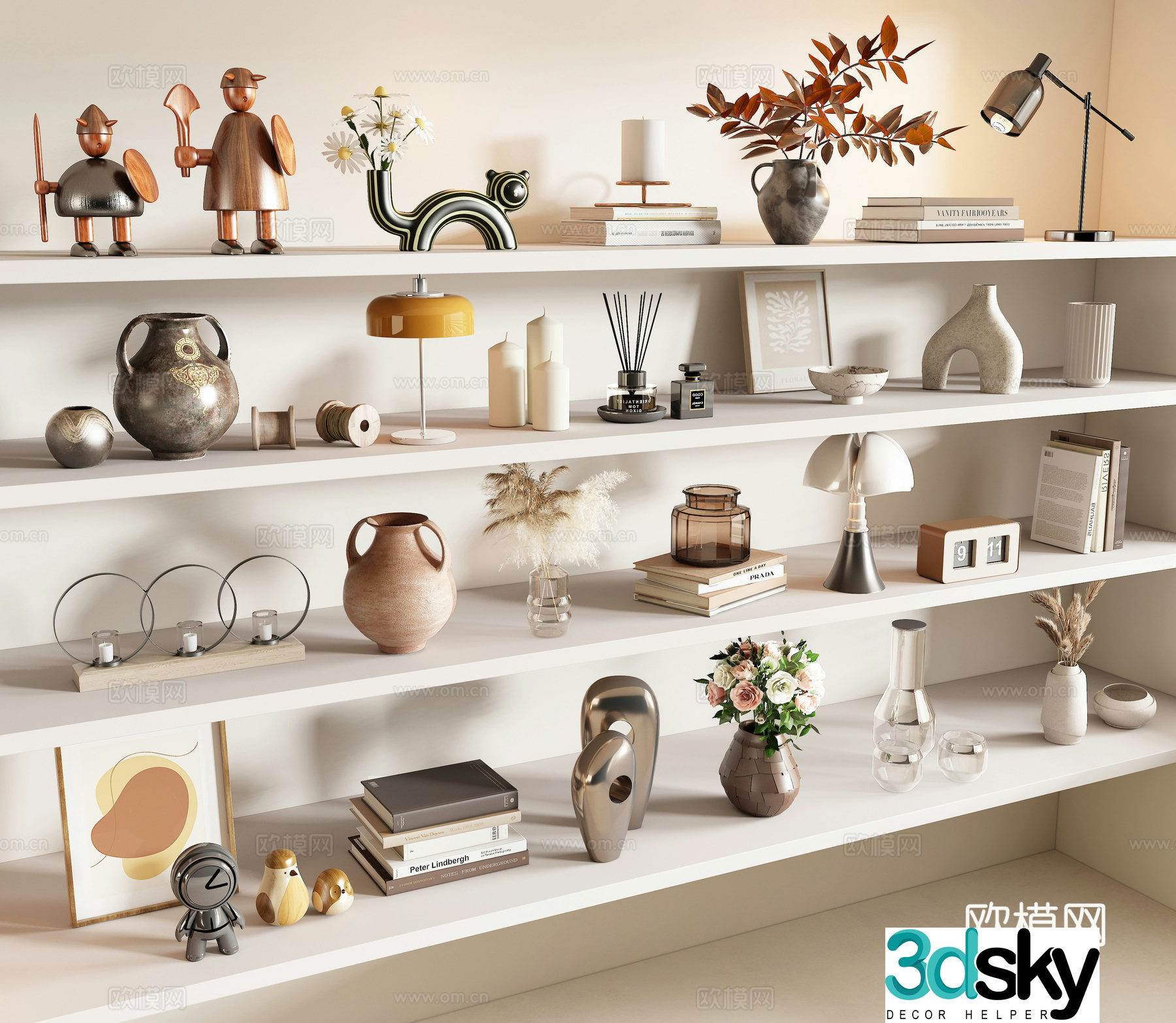 Medieval style decorations ornaments sculptures books 3D model