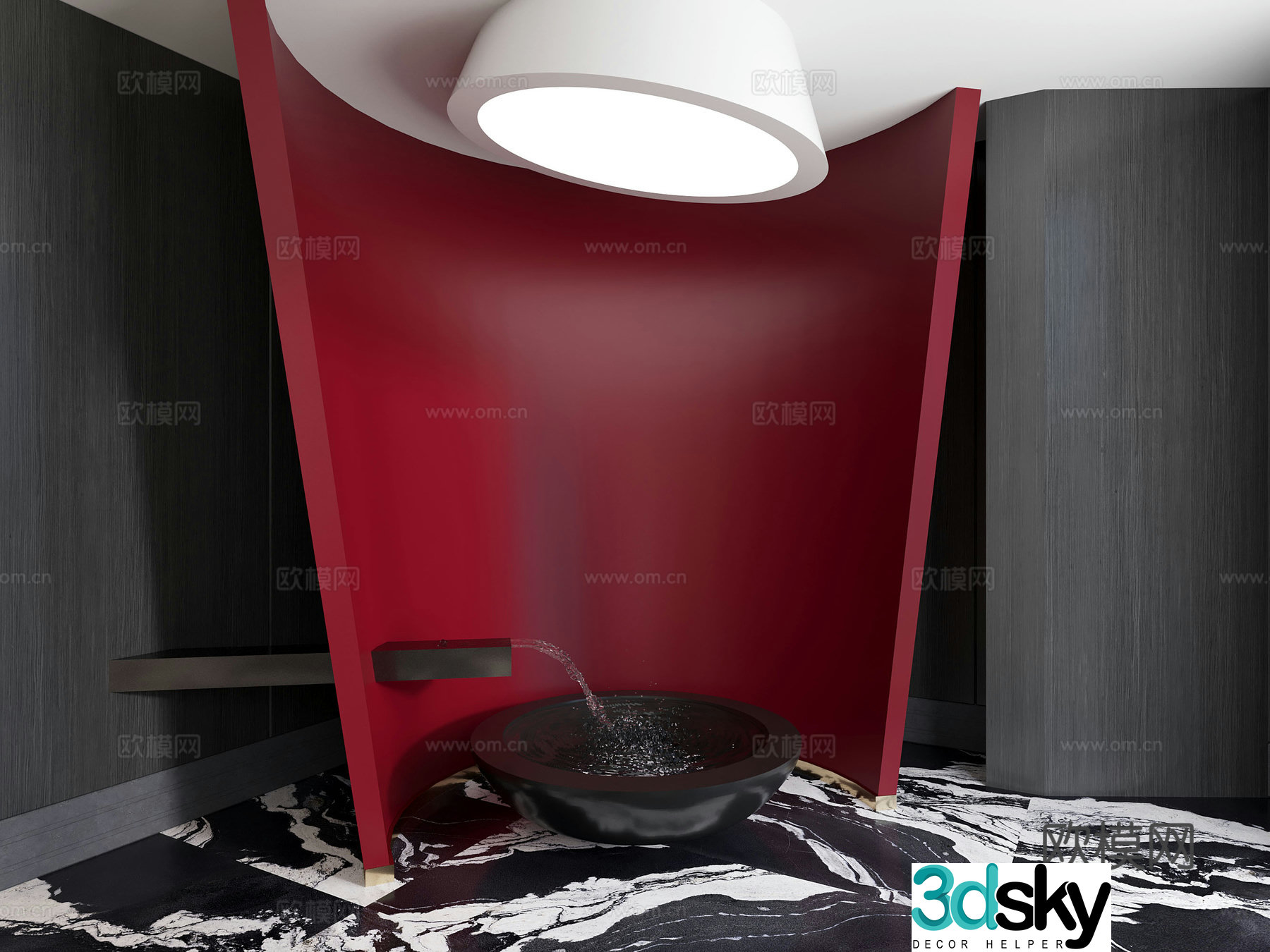 3D model of modern lobby water landscape device