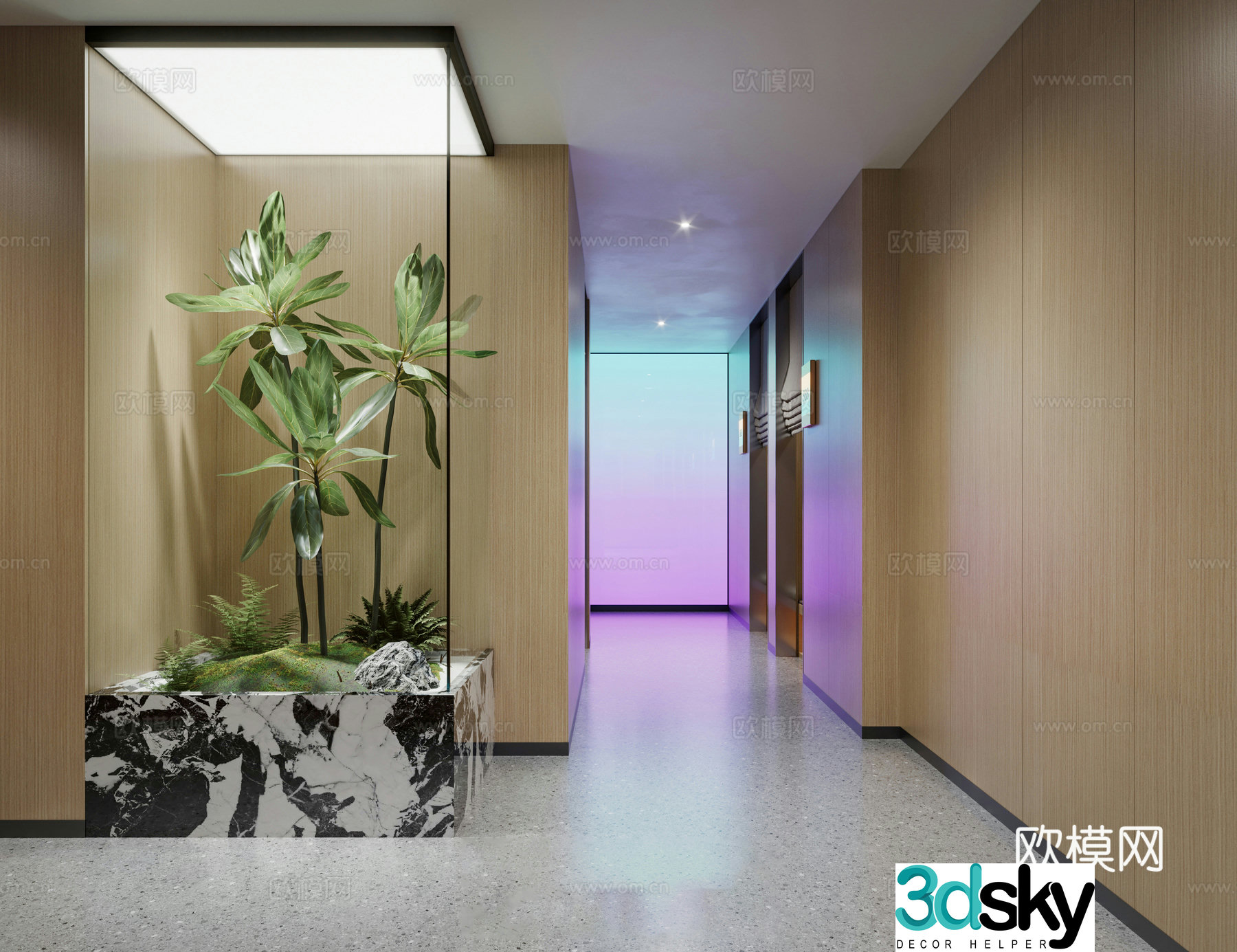New Chinese style green plant landscape aisle 3D model